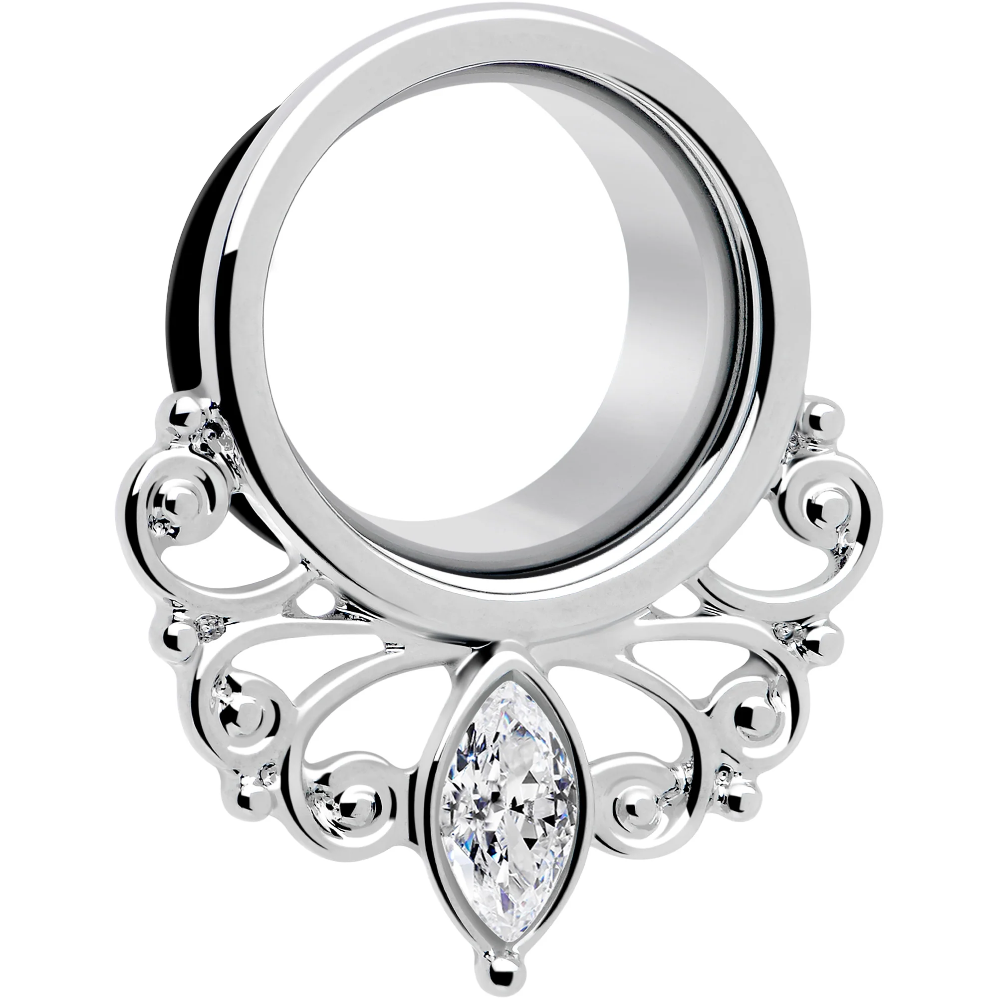Clear Gem Drop Filigree Single Flare Tunnel Plug Set 6mm to 16mm - Image 4
