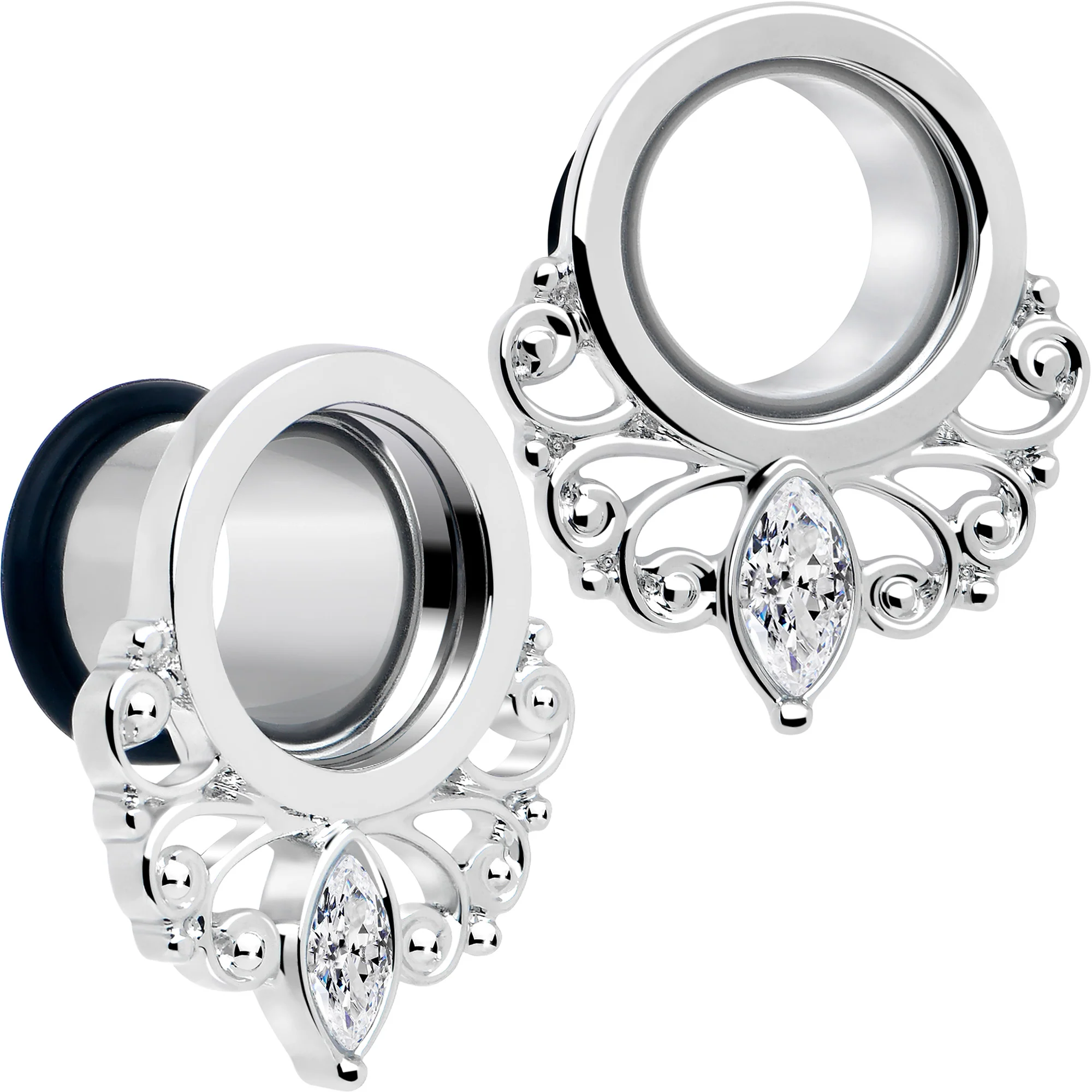 Clear Gem Drop Filigree Single Flare Tunnel Plug Set 6mm to 16mm - Image 8