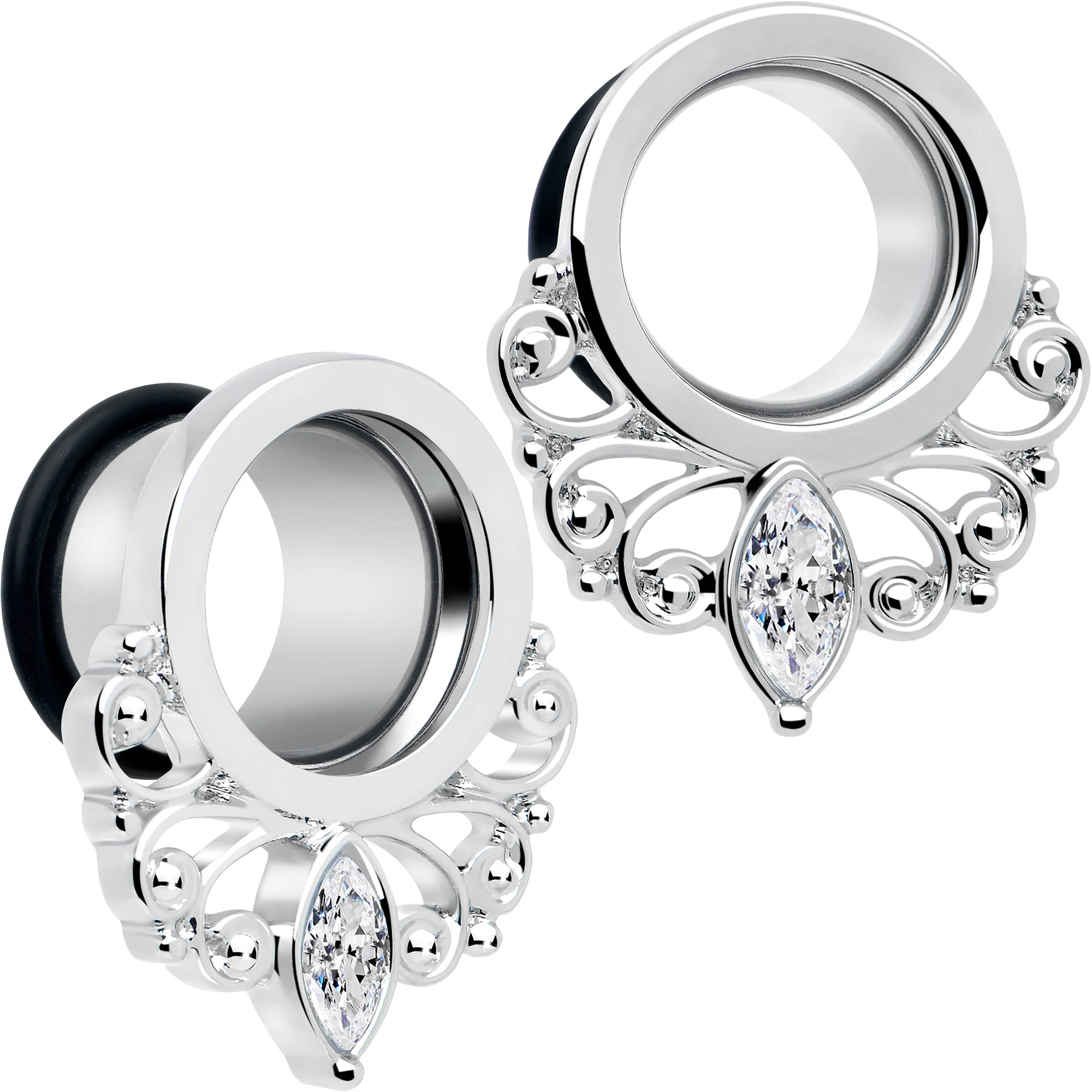 Clear Gem Drop Filigree Single Flare Tunnel Plug Set 6mm to 16mm - Image 9
