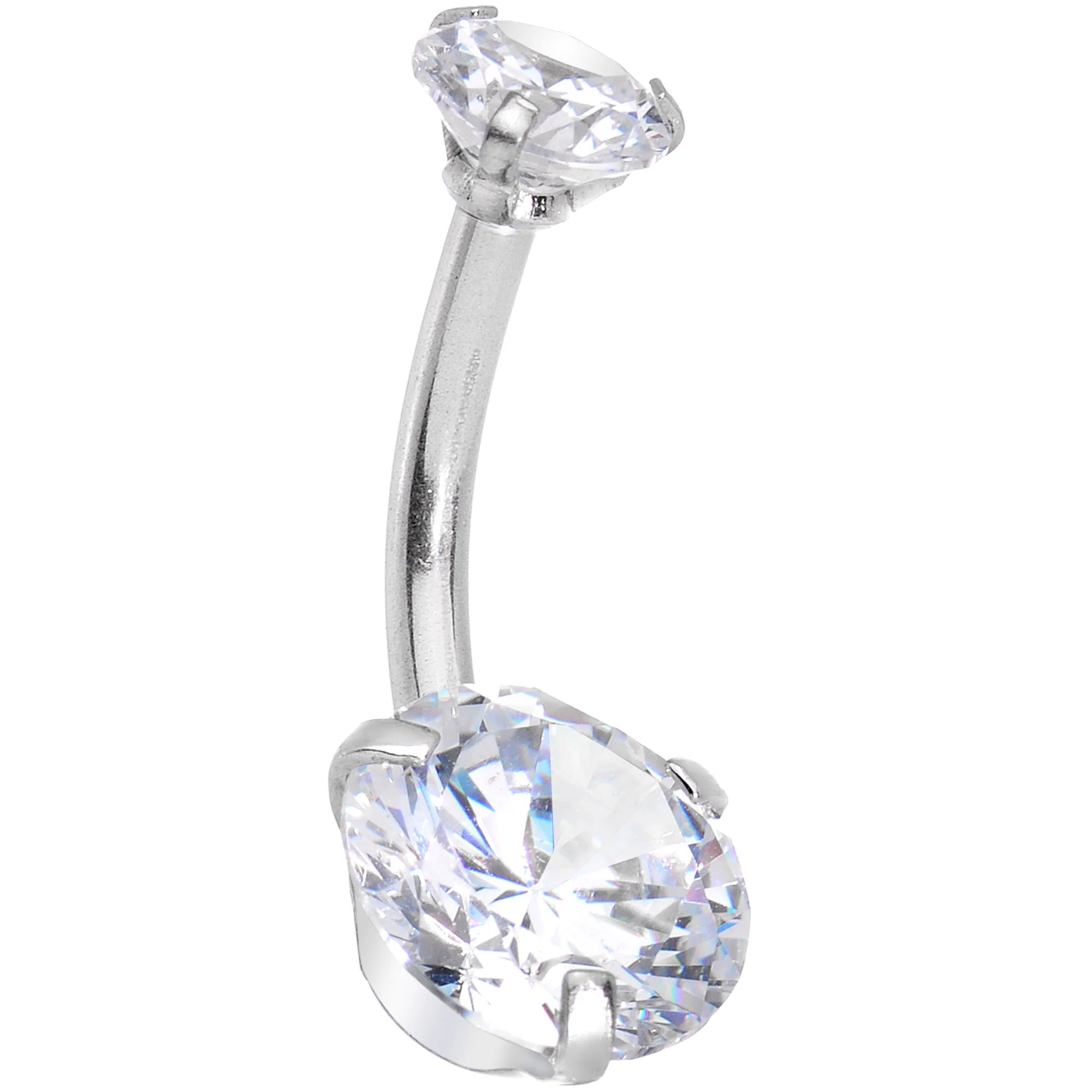 Clear Gem Enchanted Hearts Dangle Belly Ring - Image 2