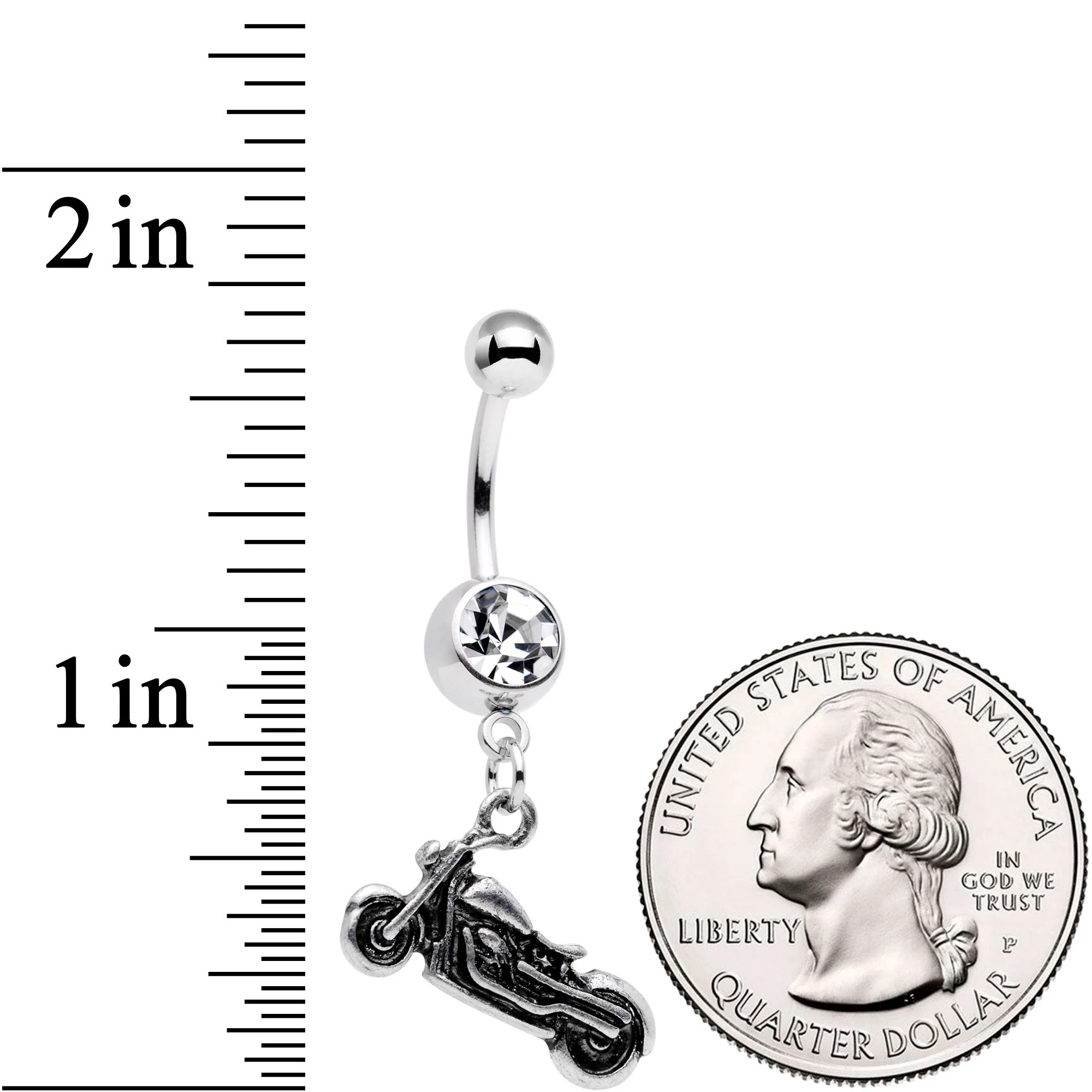 Clear Gem Enjoy The Open Road Dangle Belly Ring - Image 2