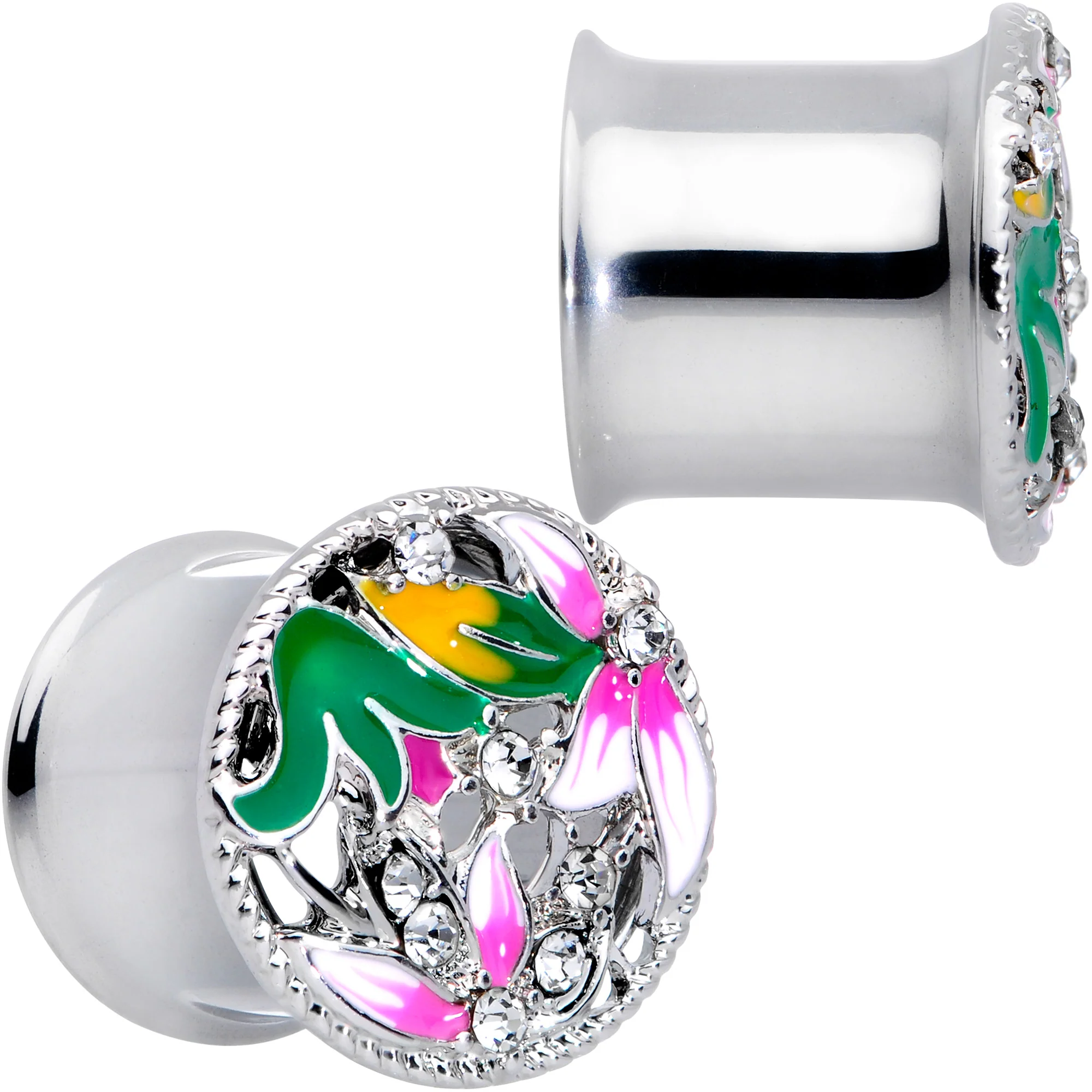 Clear Gem Exotic Garden Flower Double Flare Plug Set - Image 3