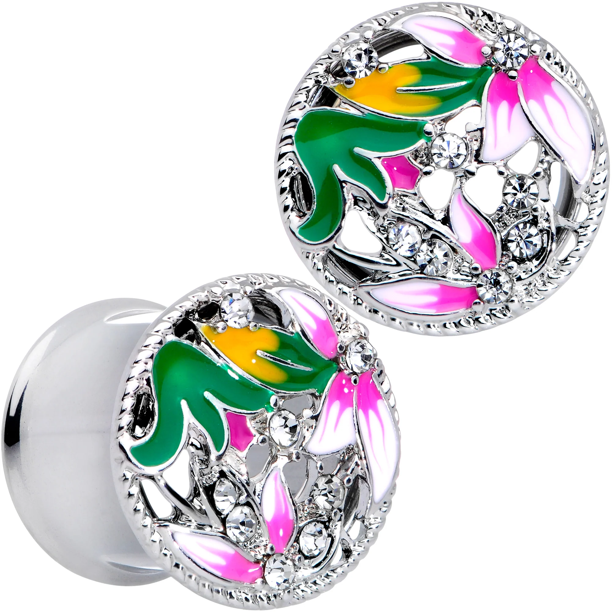 Clear Gem Exotic Garden Flower Double Flare Plug Set - Image 5