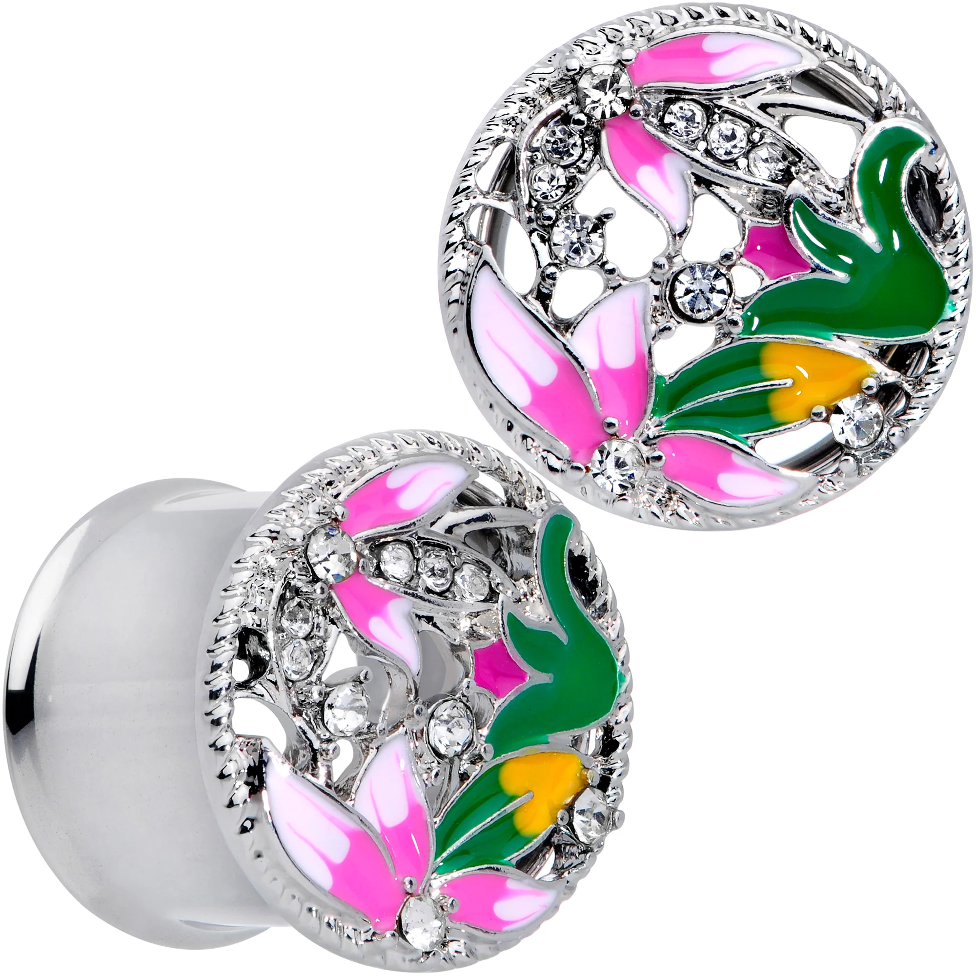 Clear Gem Exotic Garden Flower Double Flare Plug Set - Image 6