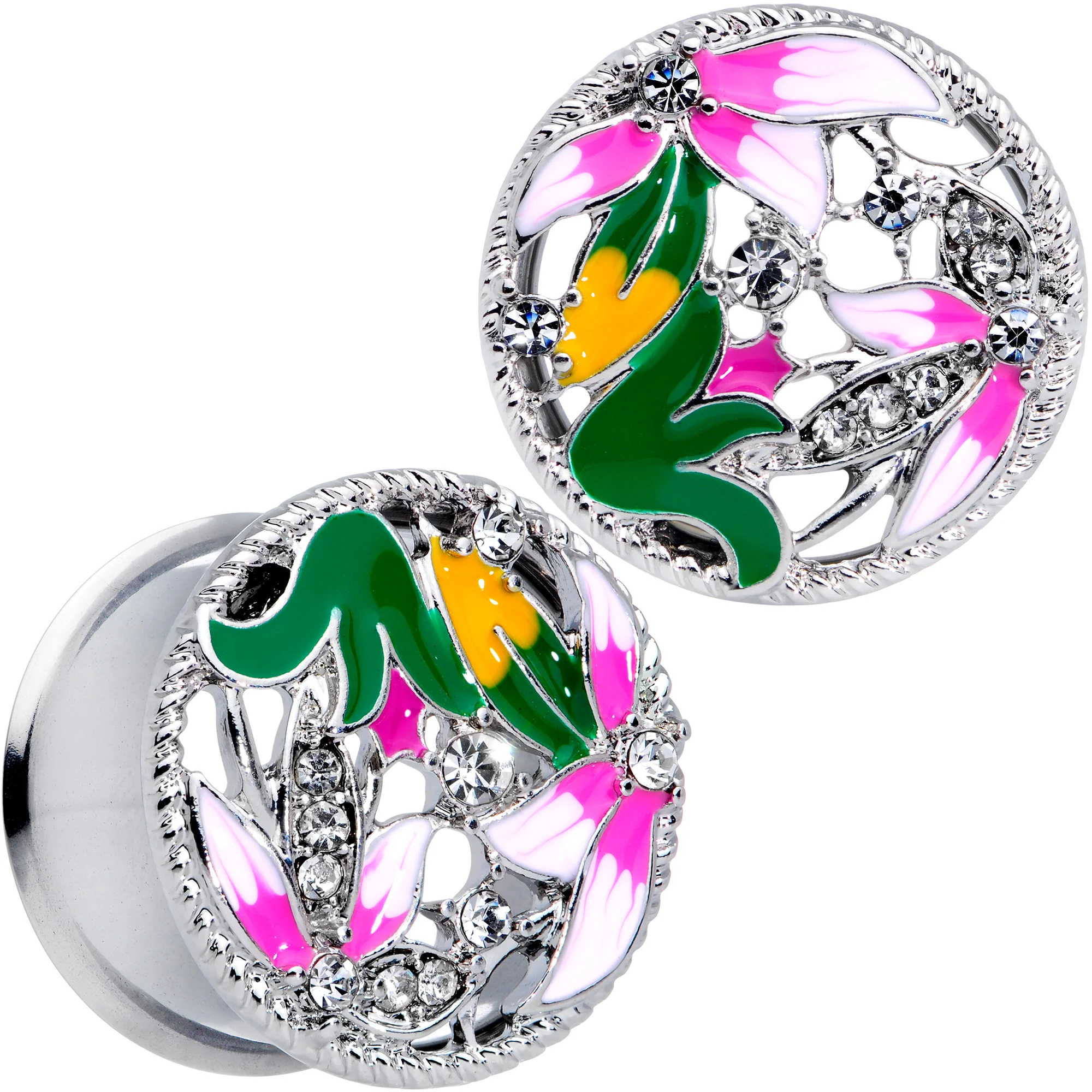 Clear Gem Exotic Garden Flower Double Flare Plug Set - Image 8