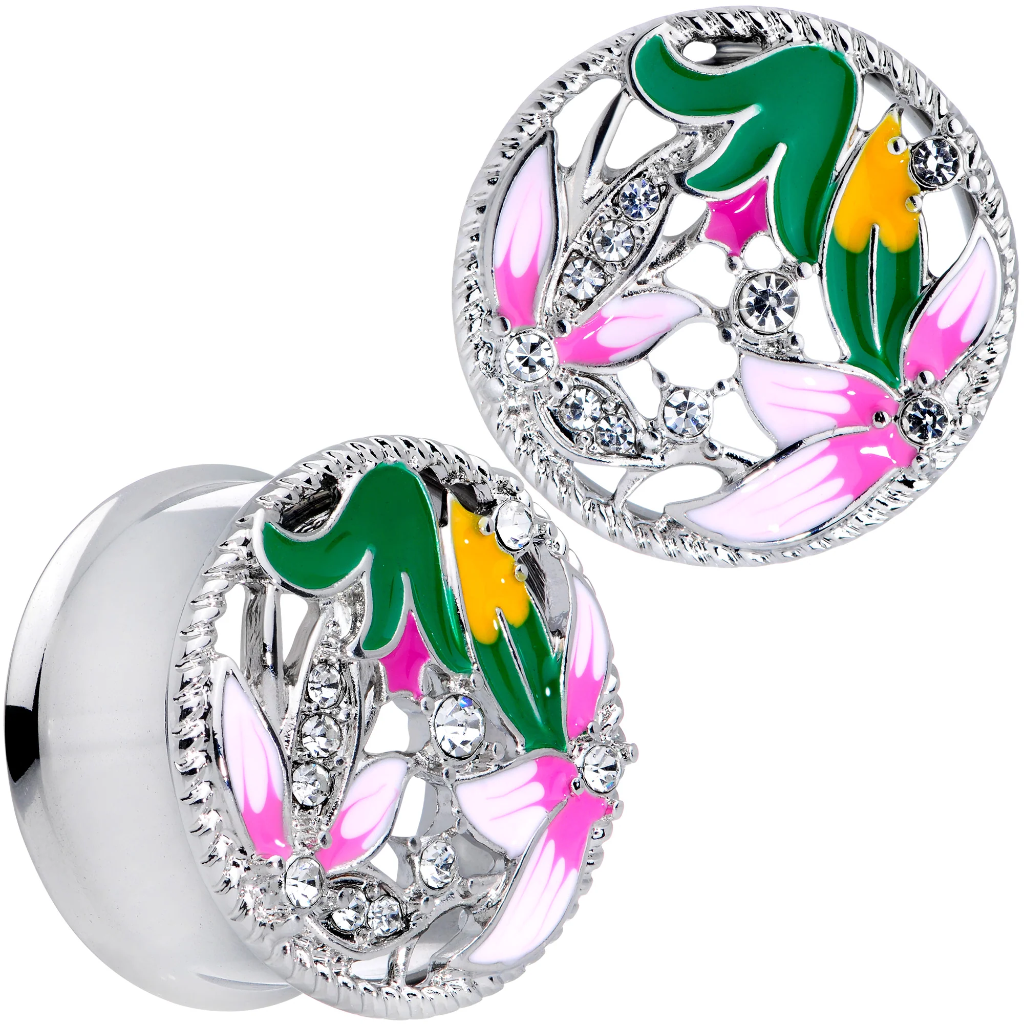 Clear Gem Exotic Garden Flower Double Flare Plug Set - Image 9
