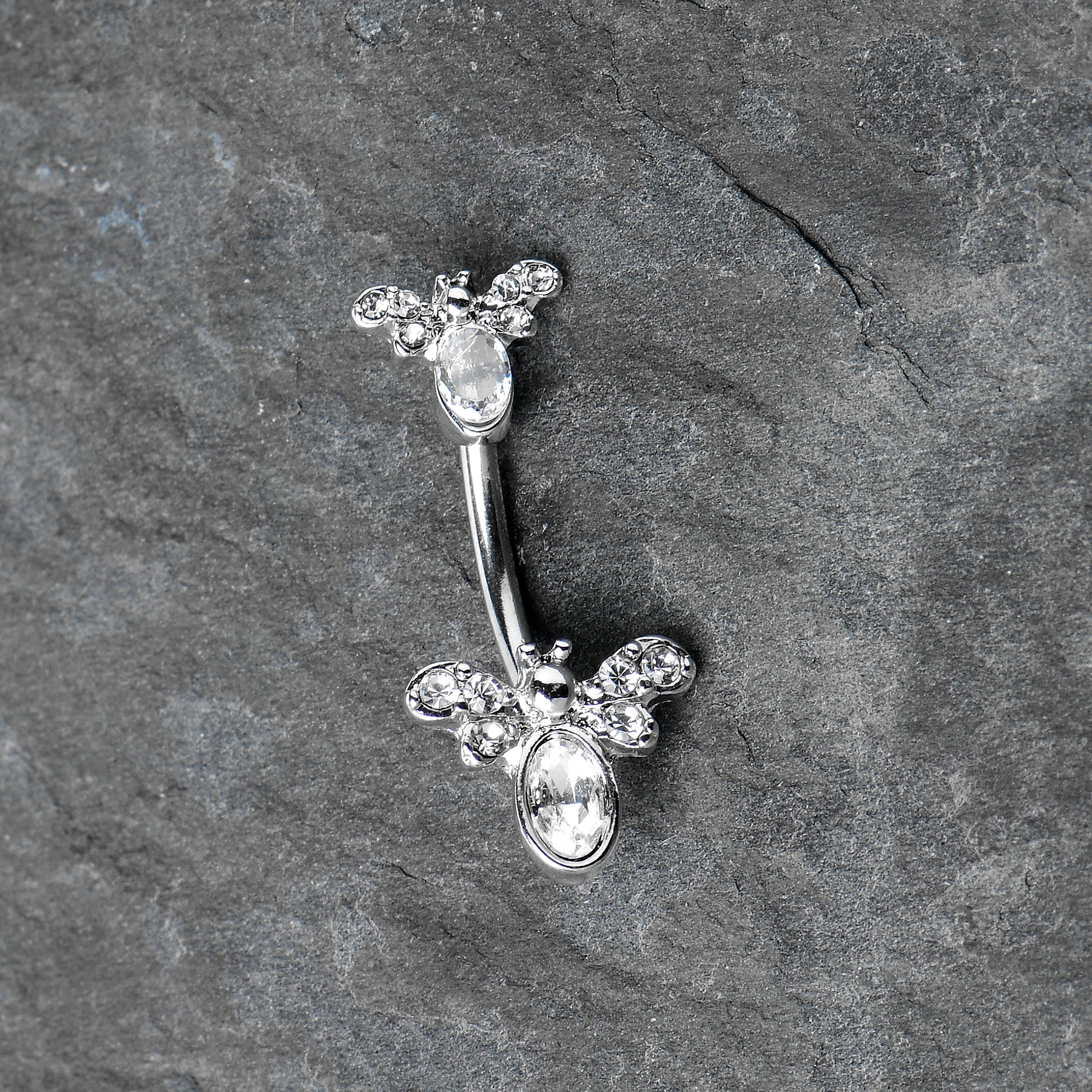 Clear Gem Fanciful Butterfly Double Mount Belly Ring - Image 6