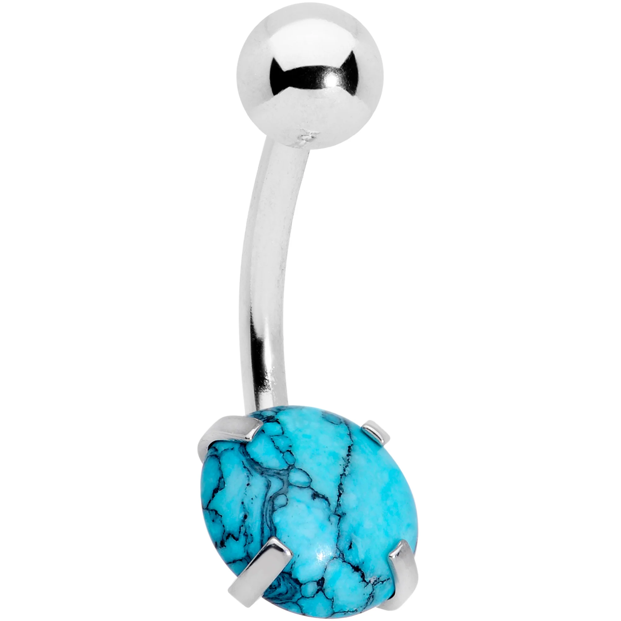 Clear Gem Faux Turquoise UV Glow Belly Ring Set of 4 - Image 3