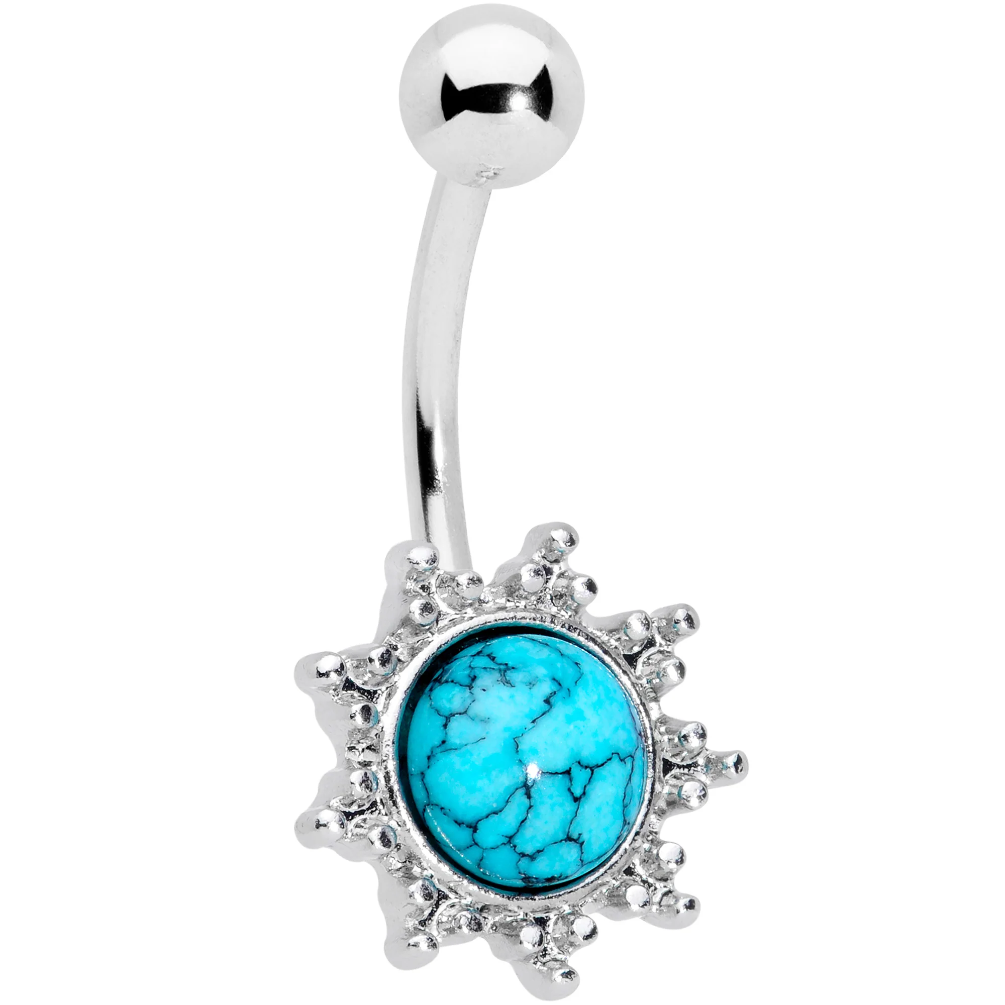 Clear Gem Faux Turquoise UV Glow Belly Ring Set of 4 - Image 6