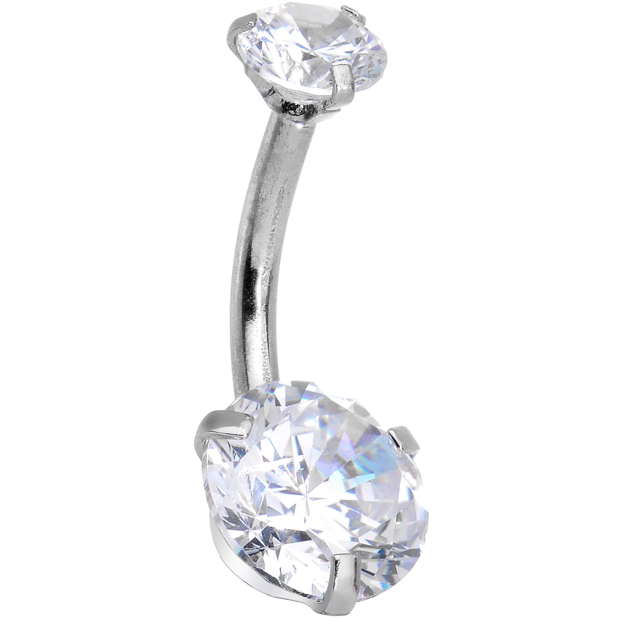 Clear Gem Feather Trio Dangle Belly Ring - Image 2