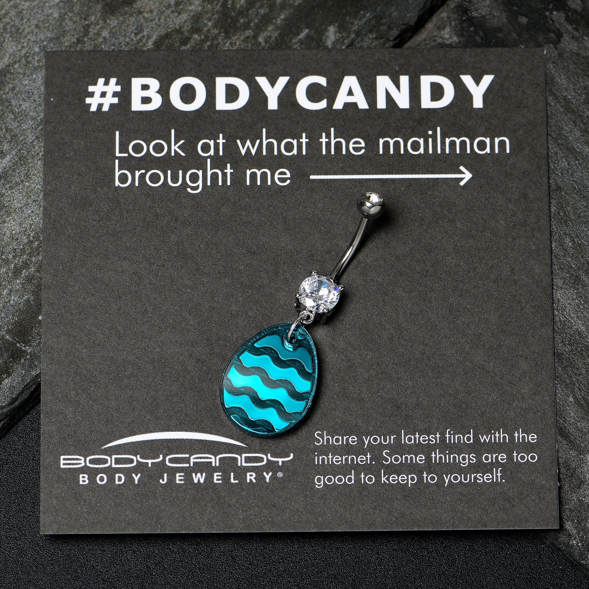 Clear Gem Festive Easter Decorated Egg Dangle Belly Ring - Image 3