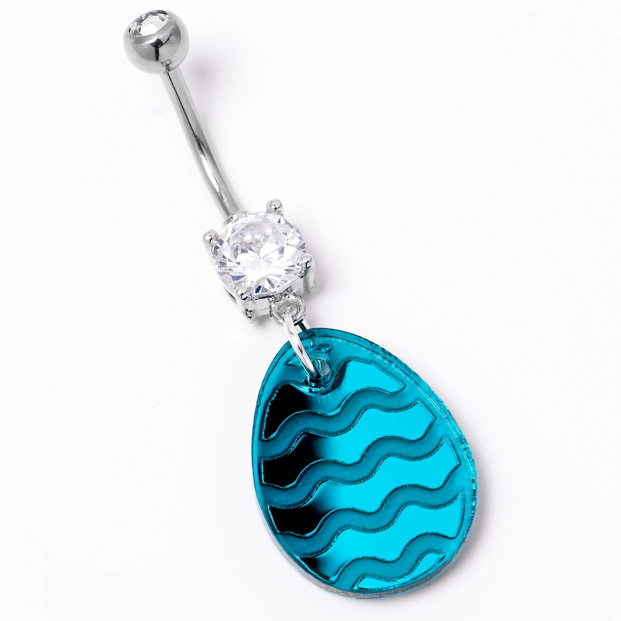 Clear Gem Festive Easter Decorated Egg Dangle Belly Ring - Image 4