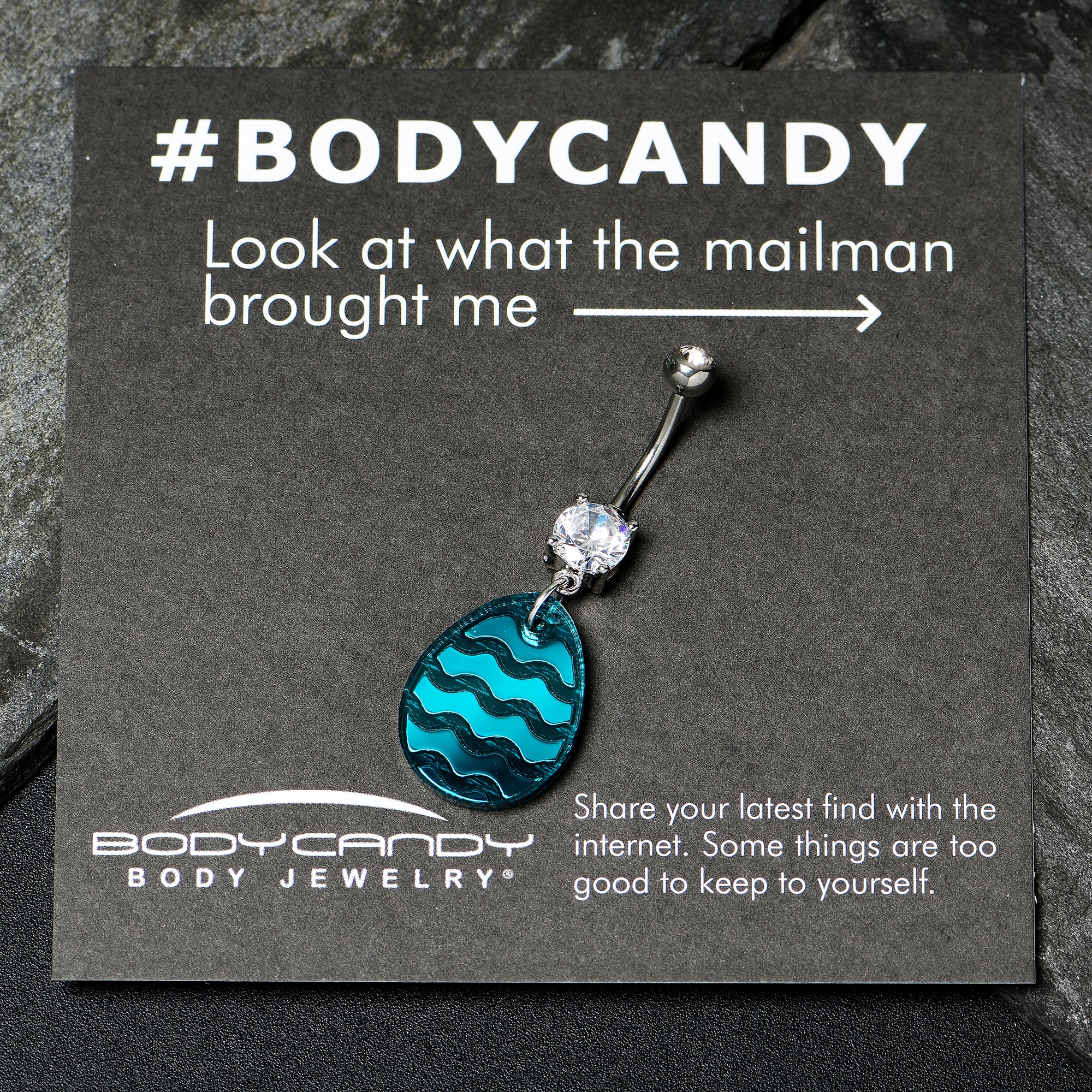Clear Gem Festive Easter Decorated Egg Dangle Belly Ring - Image 6