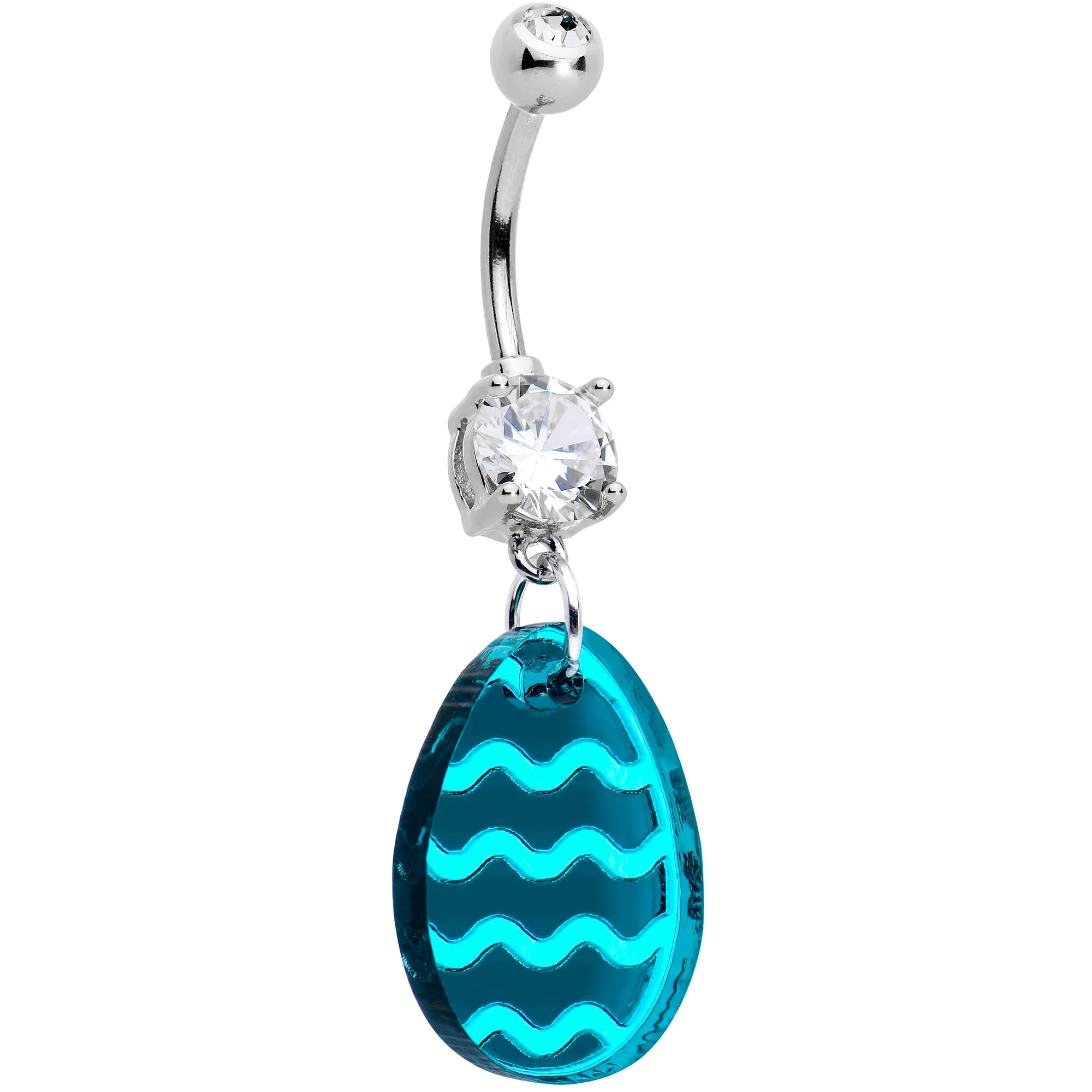 Clear Gem Festive Easter Decorated Egg Dangle Belly Ring - Image 7