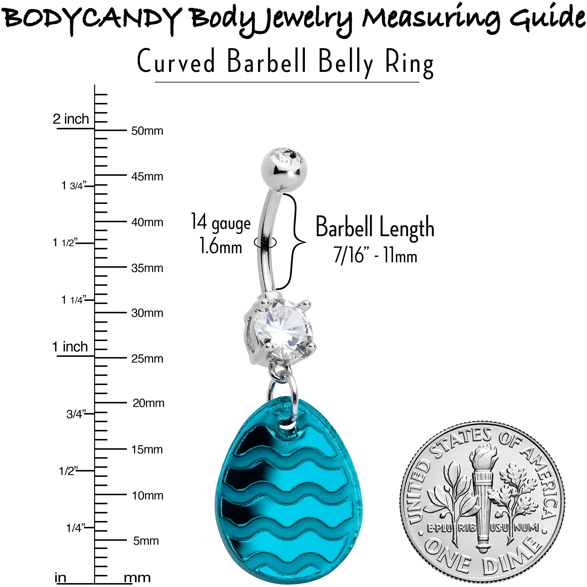 Clear Gem Festive Easter Decorated Egg Dangle Belly Ring - Image 8