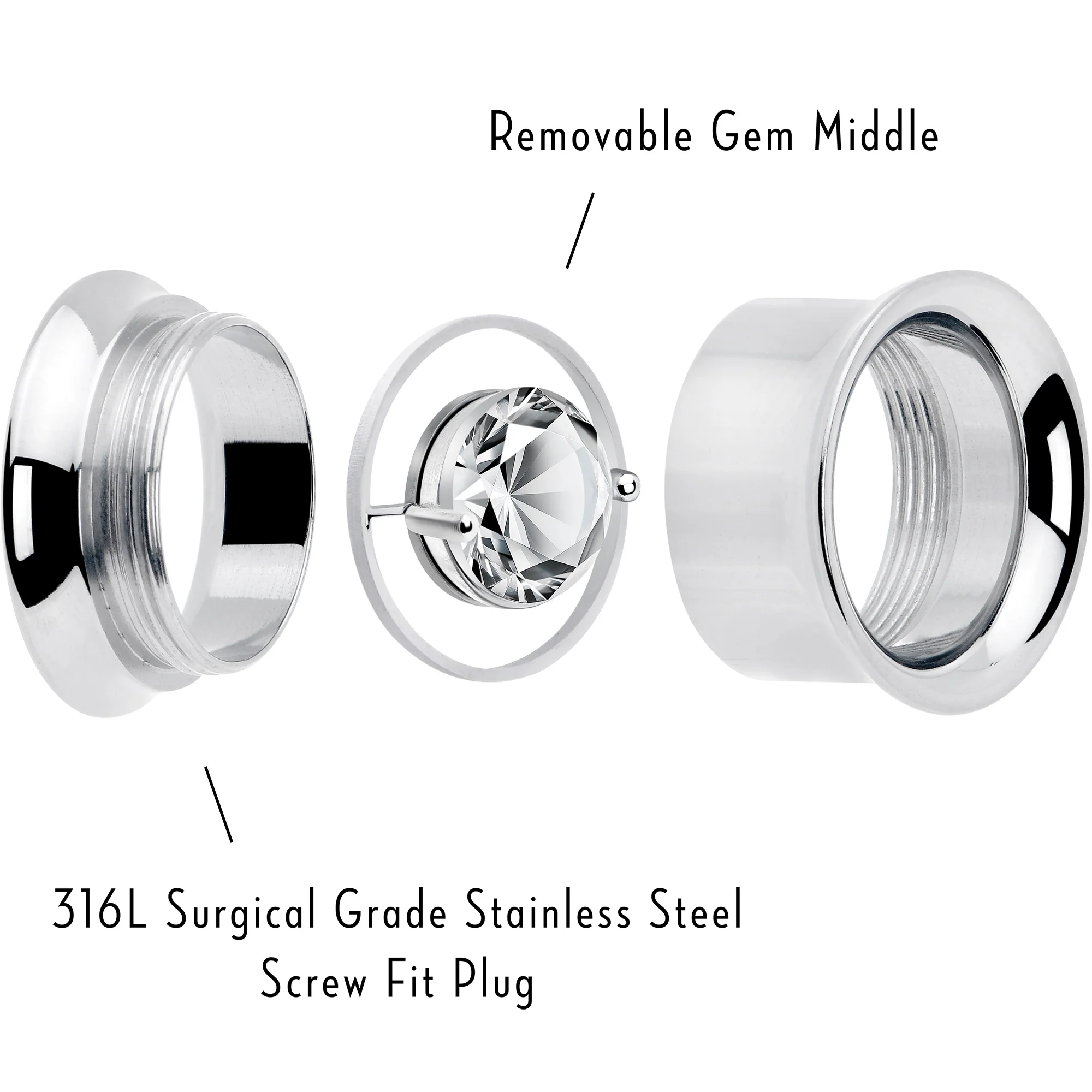 Gem Floating Screw Fit Tunnel Plug Set Available Sizes 8mm to 16mm - Image 8