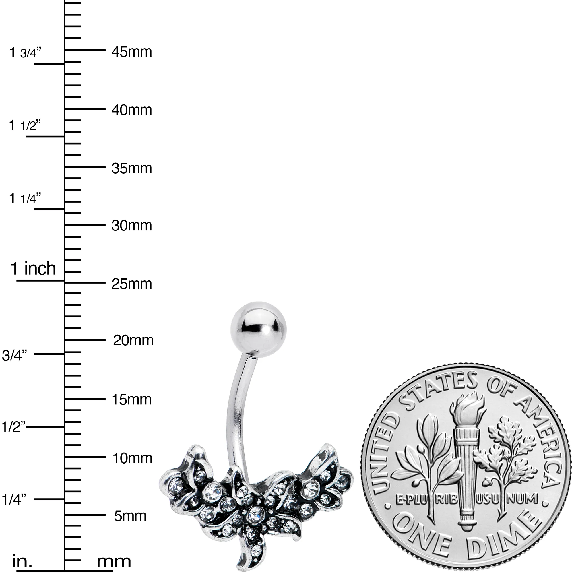 Clear Gem Flower Garland Belly Ring - Image 3