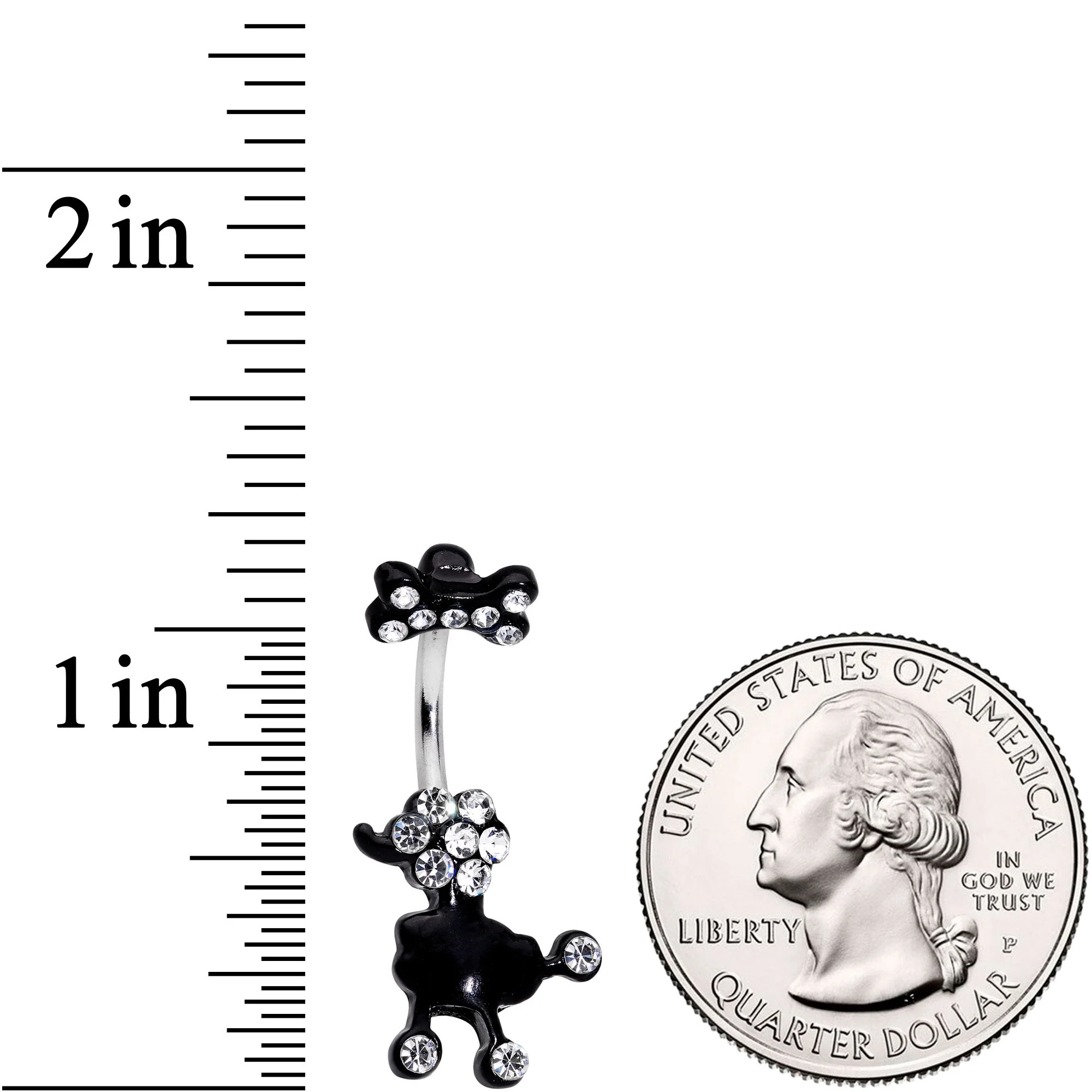 Clear Gem Give a Dog a Bone Double Mount Belly Ring - Image 2