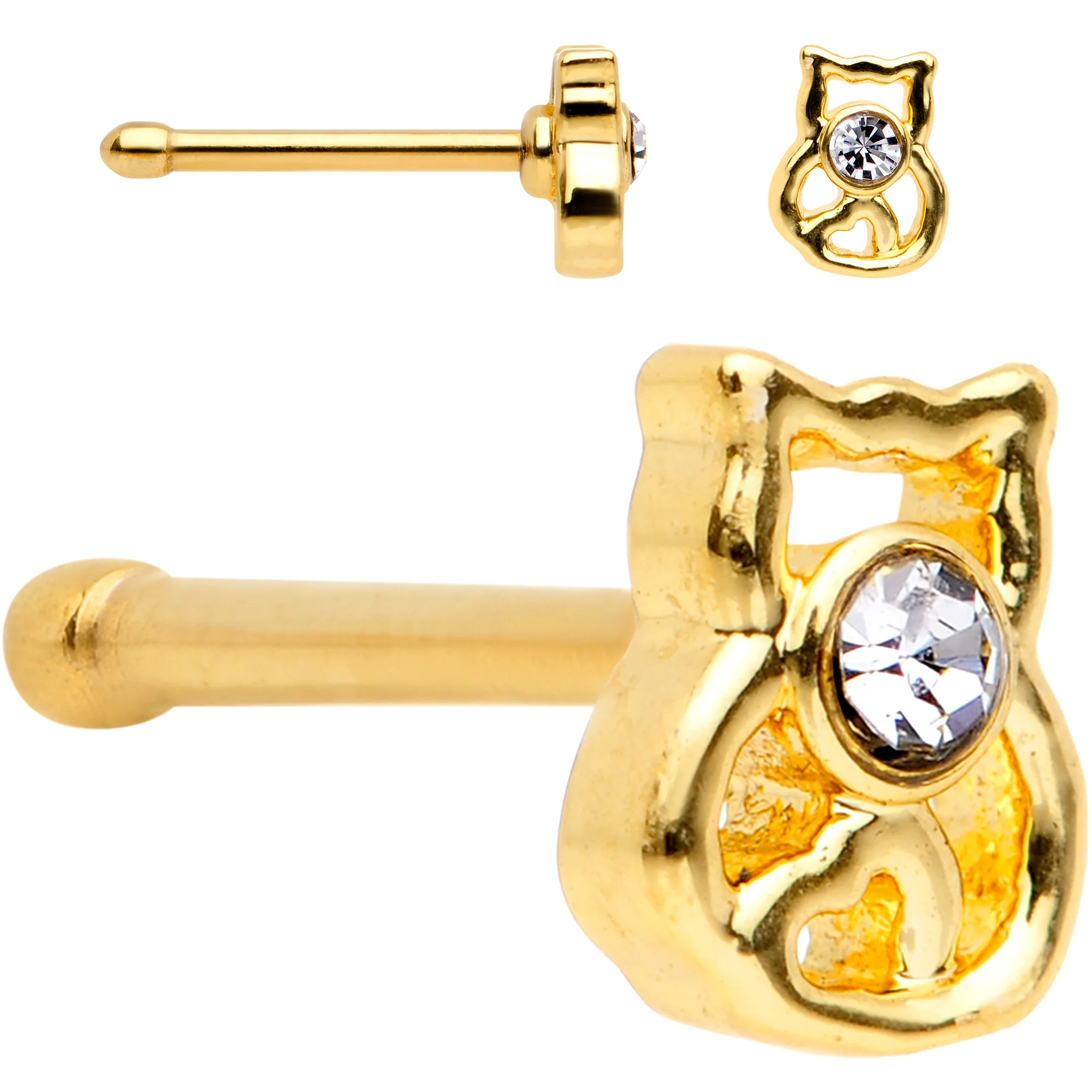 Clear Gem Gold PVD House Pets Nose Bone 6 Pack Set - Image 4