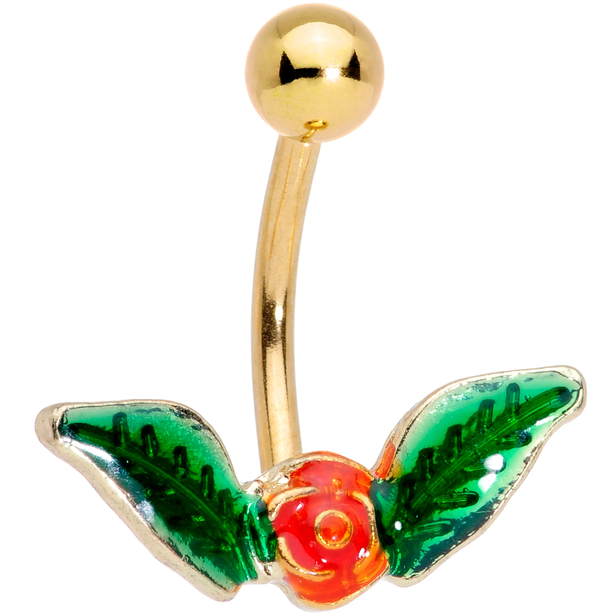 Clear Gem Gold Tone Holiday Deco Christmas Dangle Belly Ring Set of 3 - Image 3