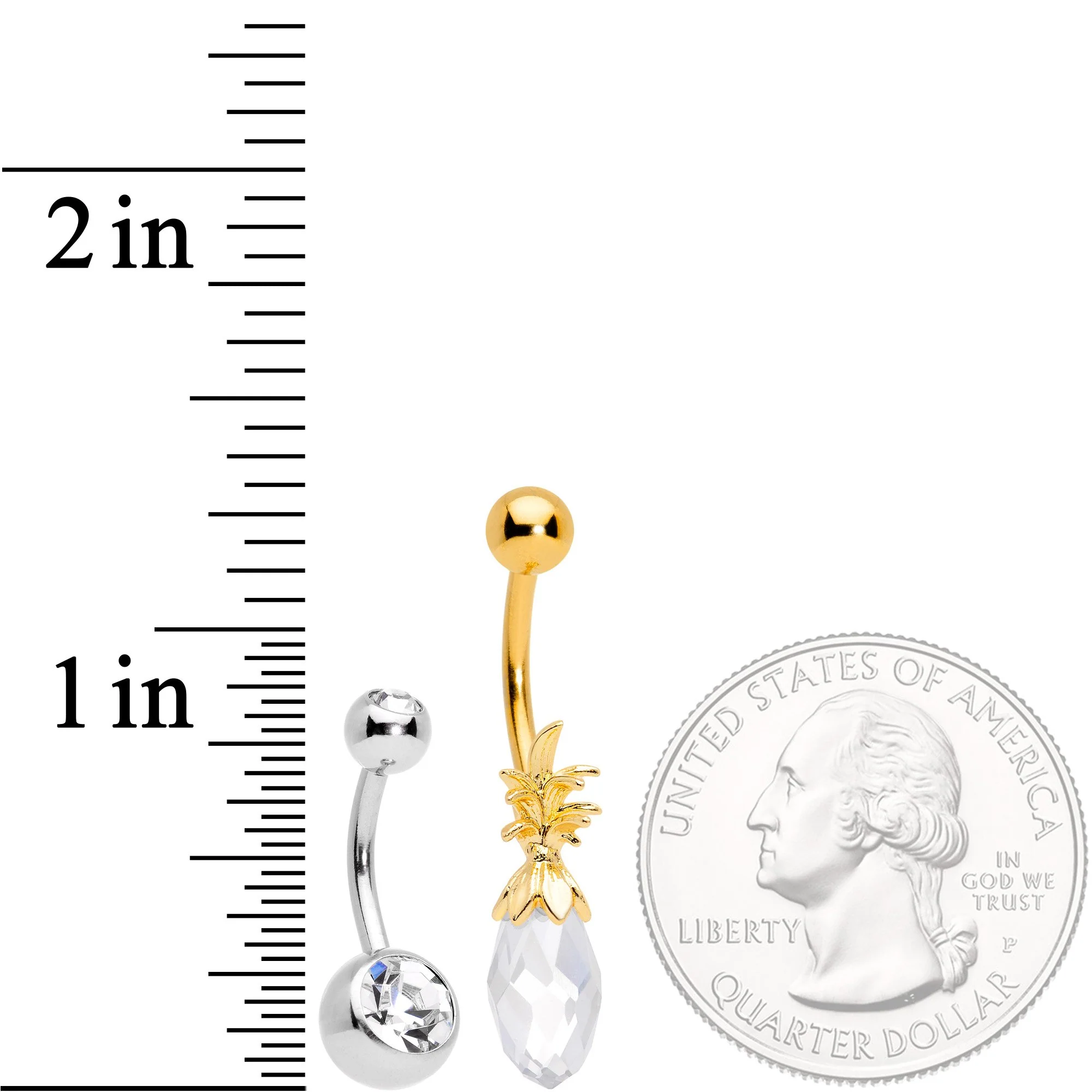 Clear Gem Gold Tone Pineapple Belly Ring Set of 4  Bonus Pack - Image 6