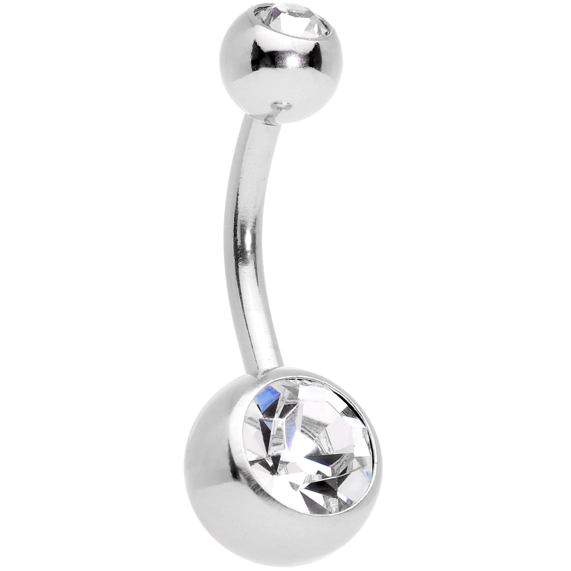 Clear Gem Gold Tone Red Holiday Gift Ornament Belly Ring Set of 4 - Image 3