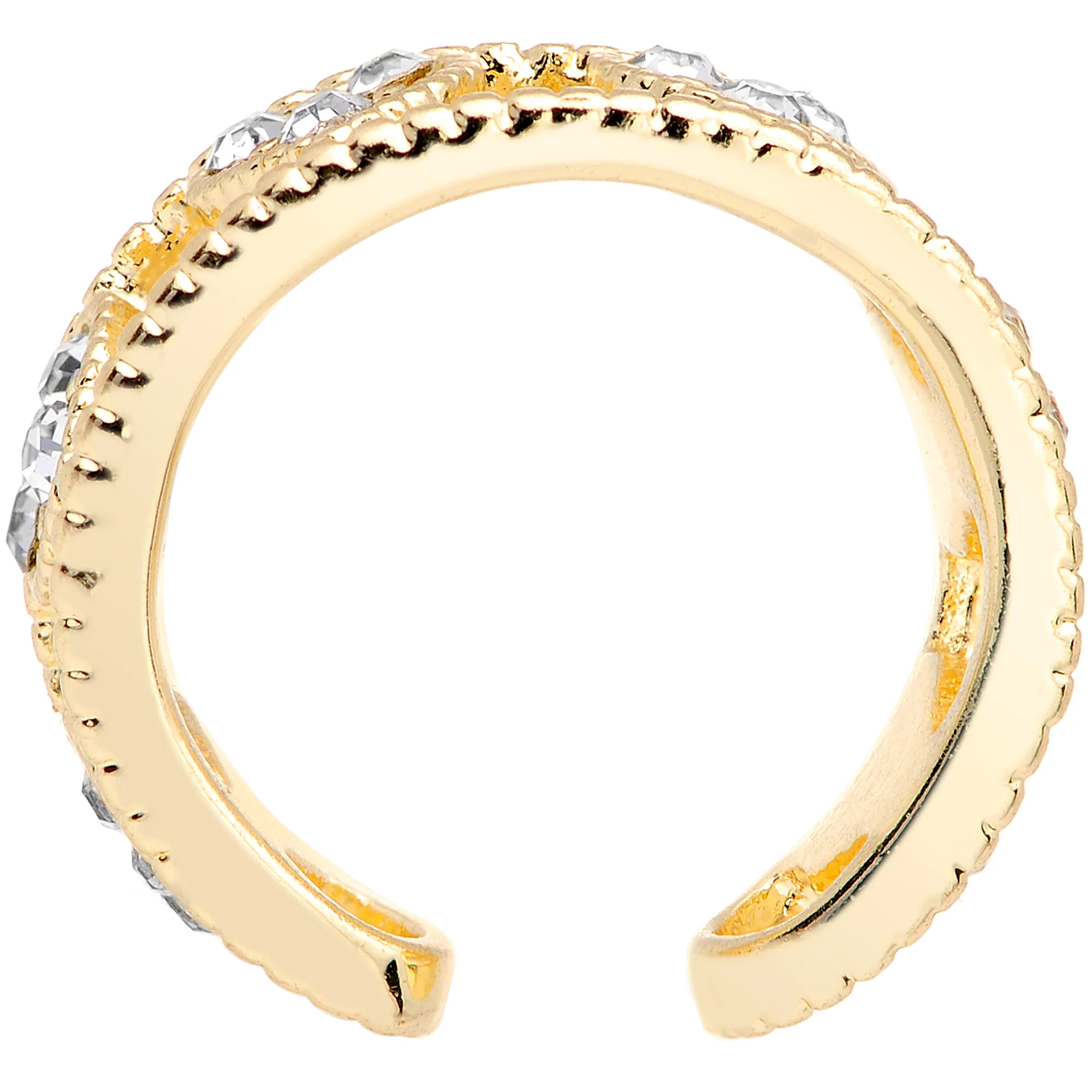 Clear Gem Gold Tone Ring of Hearts Non Pierced Ear Cuff - Image 4