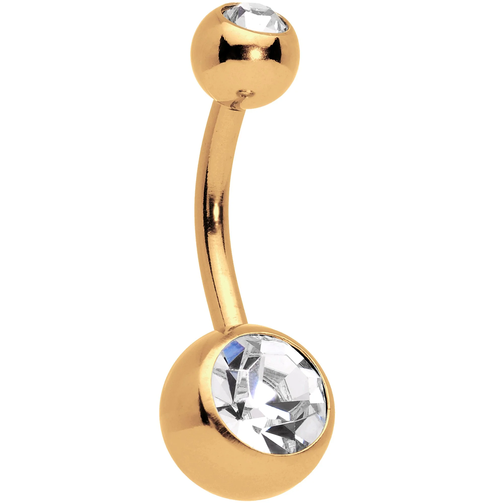 Clear Gem Gold Tone Winter Snowflake Belly Ring Set of 4 - Image 3