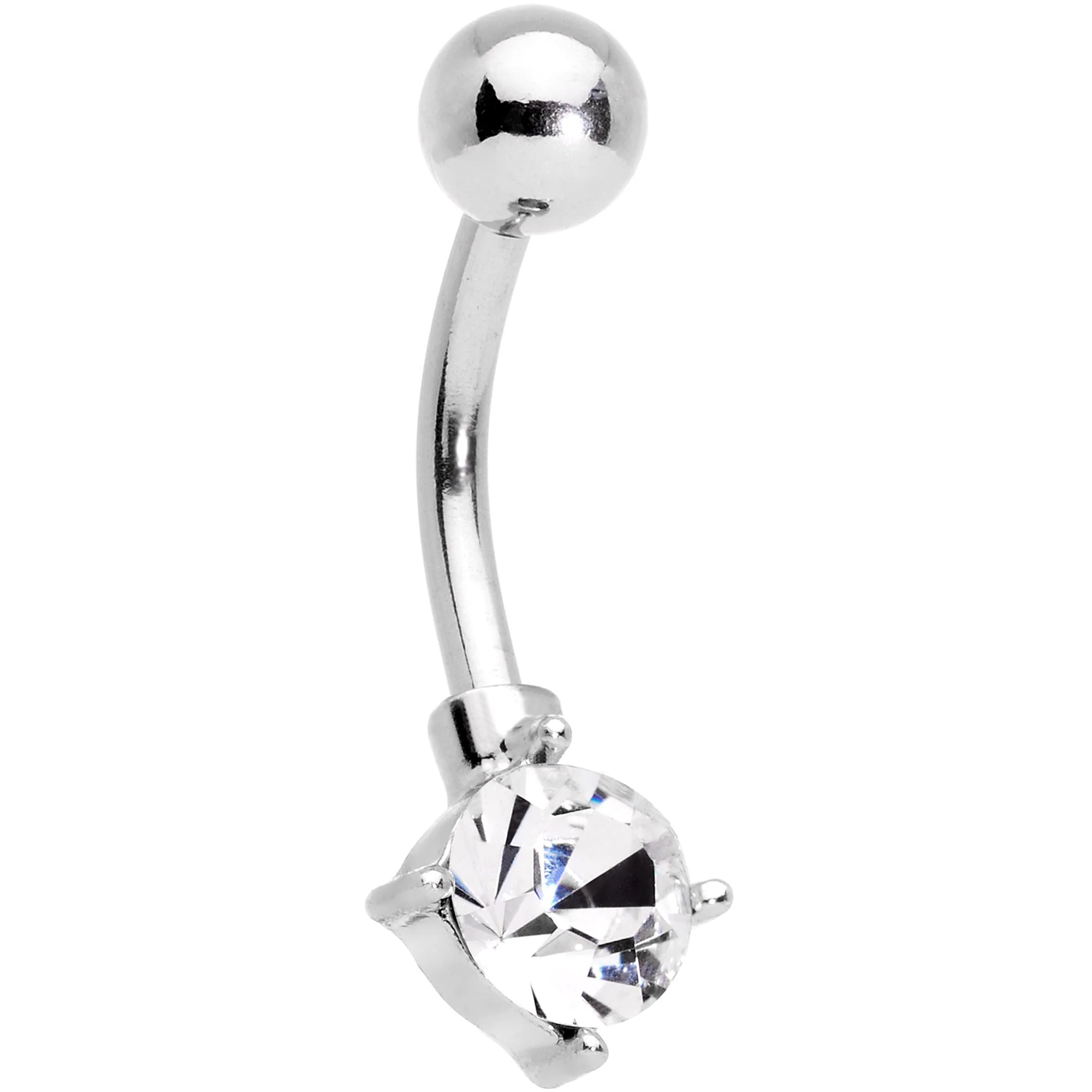 Clear Gem Gold Tone Winter Snowflake Belly Ring Set of 4 - Image 4