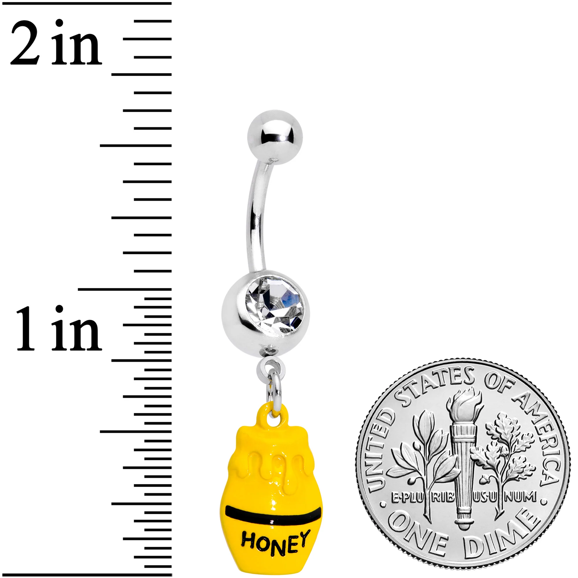 Clear Gem Jar of Honey Dangle Belly Ring - Image 2