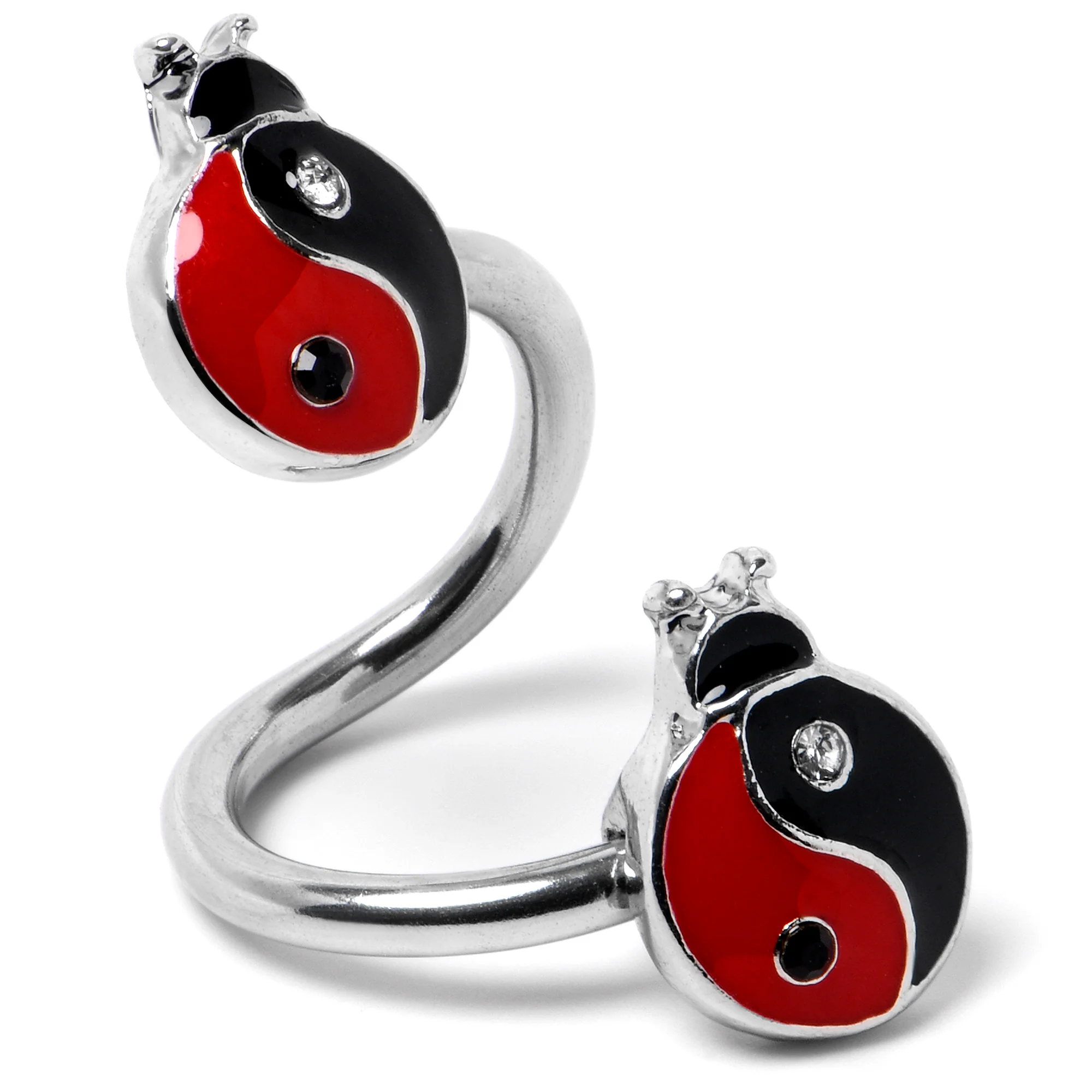 Clear Gem Ladybug Yin Yang Spiral Twister Belly Ring - Image 7