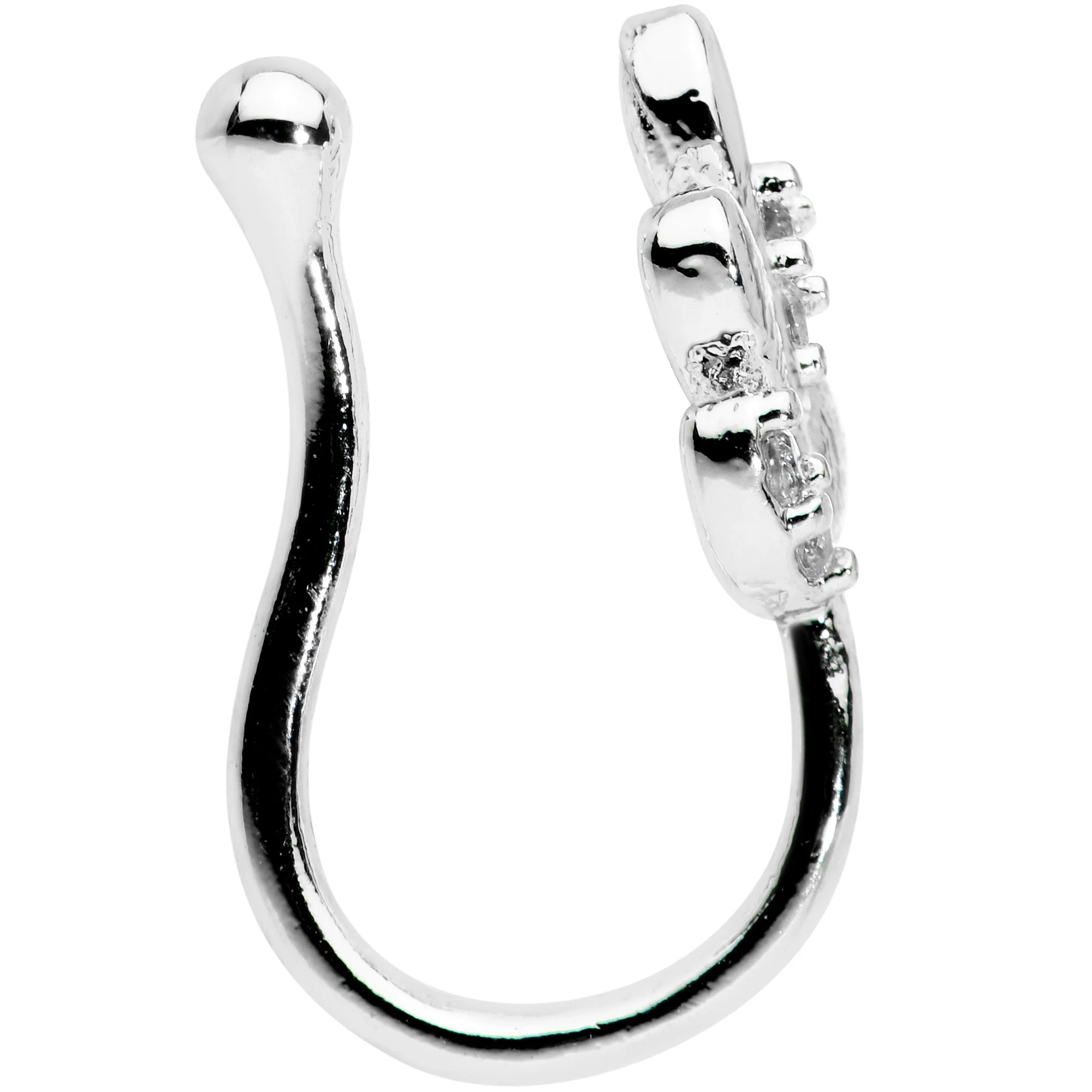 Clear Gem Leaves of Love Clip On Fake Nose Ring - Image 3