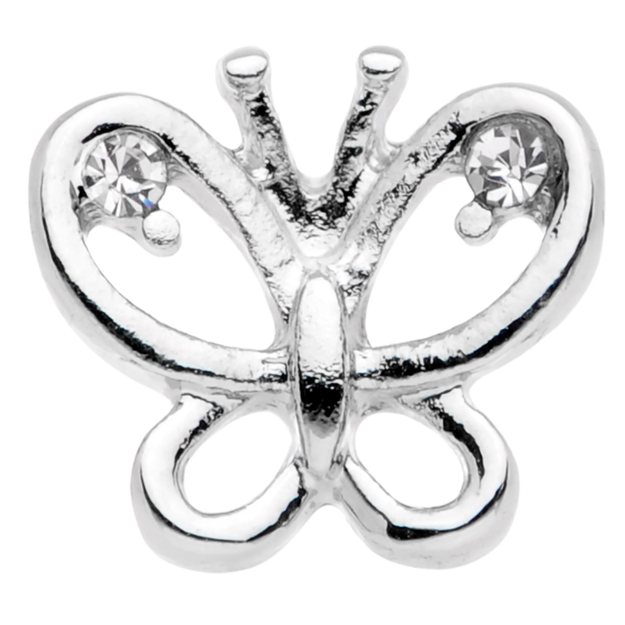 Clear Gem Loopy Openwork Butterfly Barbell Tongue Ring - Image 2