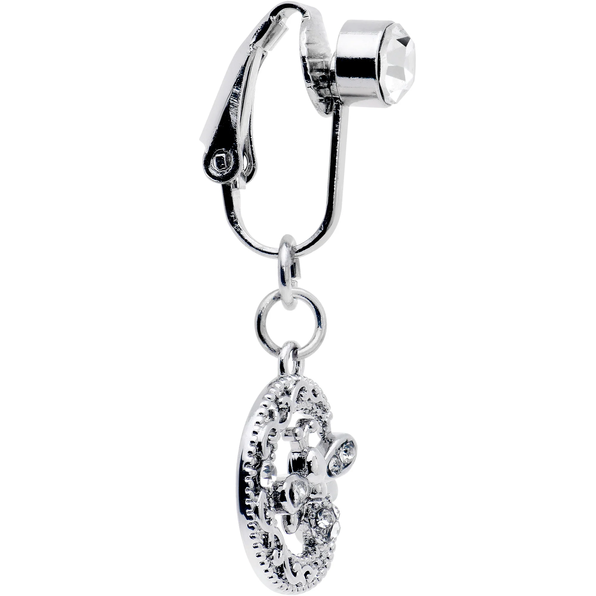 Clear Gem Lunar Dragonfly Fake Clip On Belly Ring - Image 2