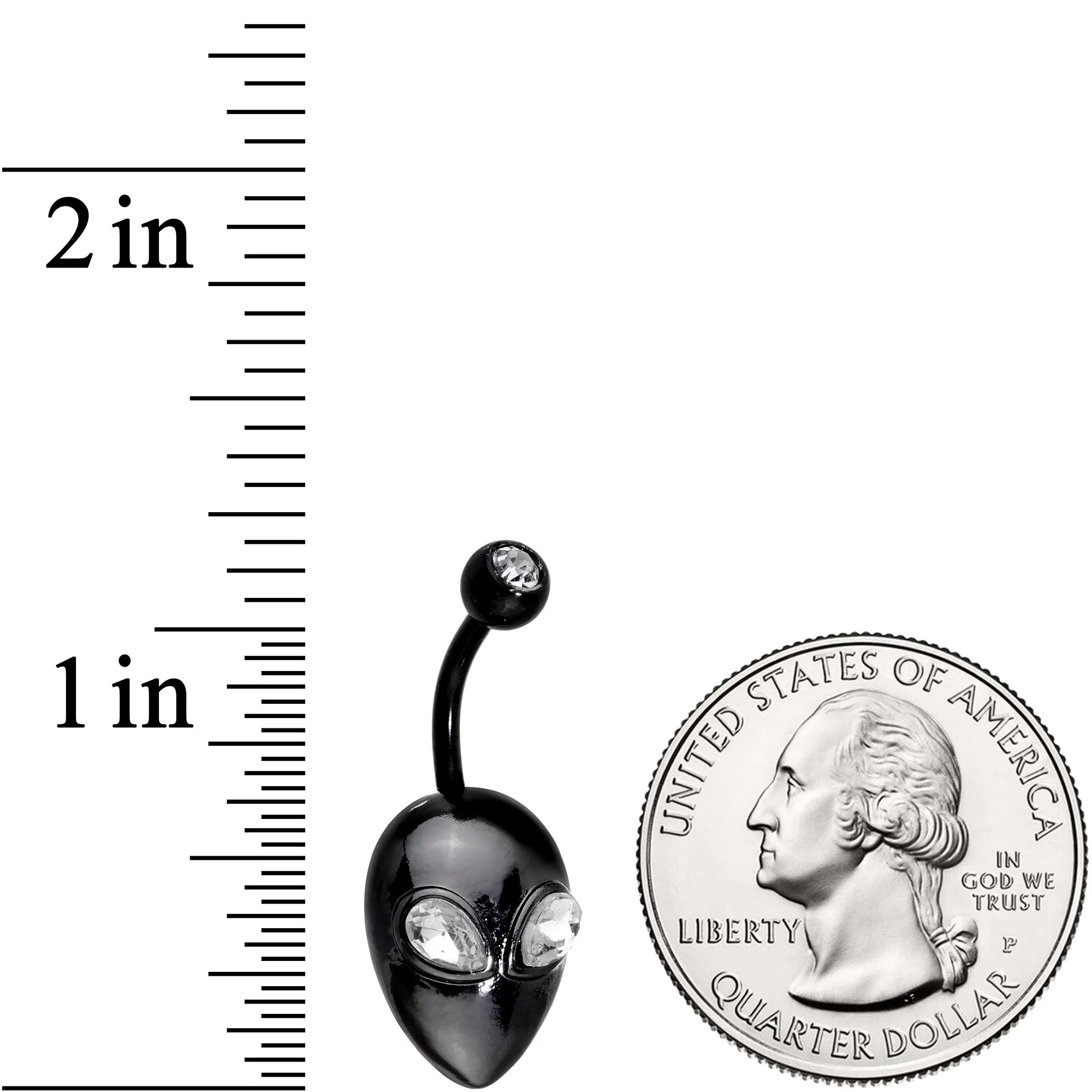 Clear Gem Midnight Black Alien Invasion Belly Ring - Image 2