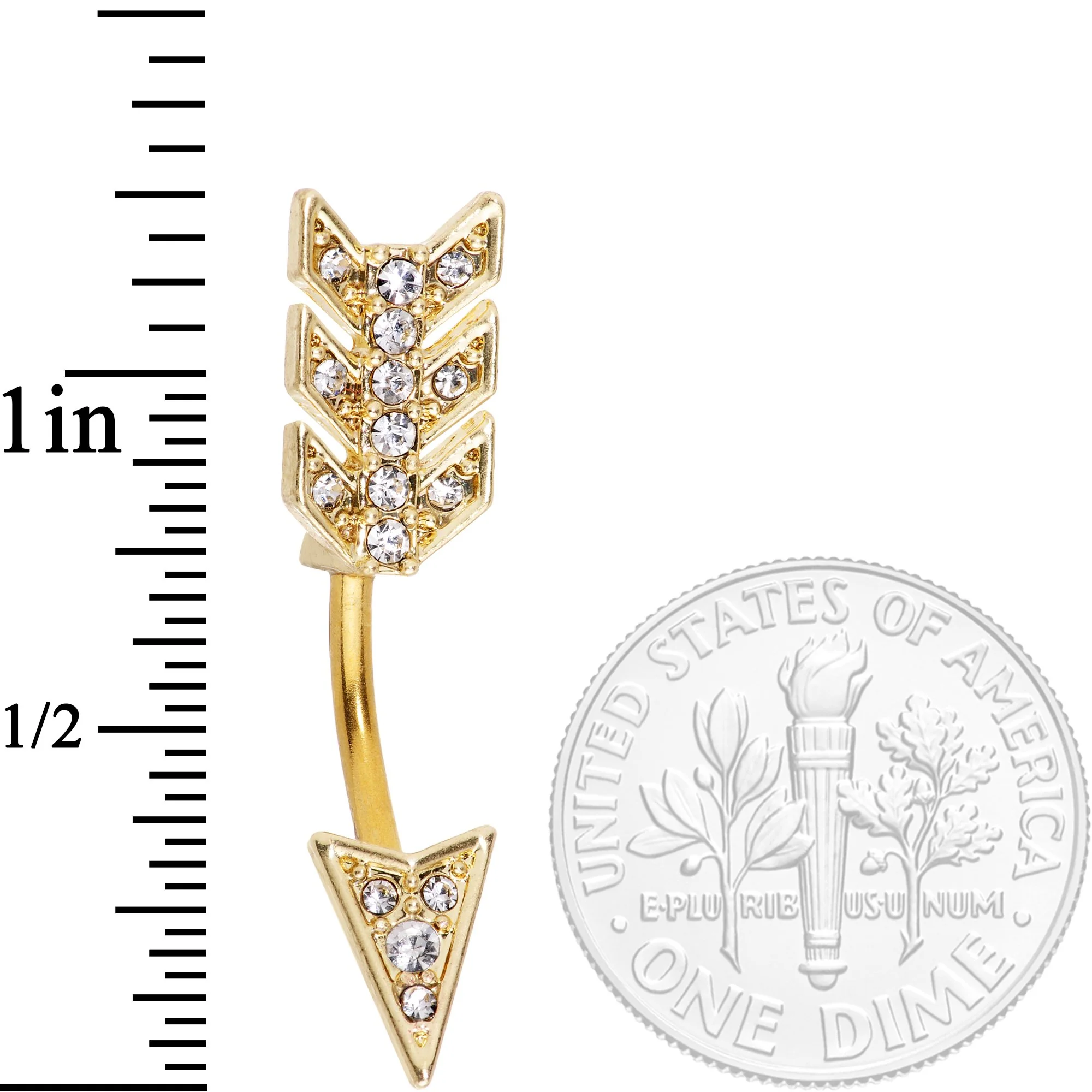 Clear Gem Minerva Arrow Reversible Belly Ring - Image 4