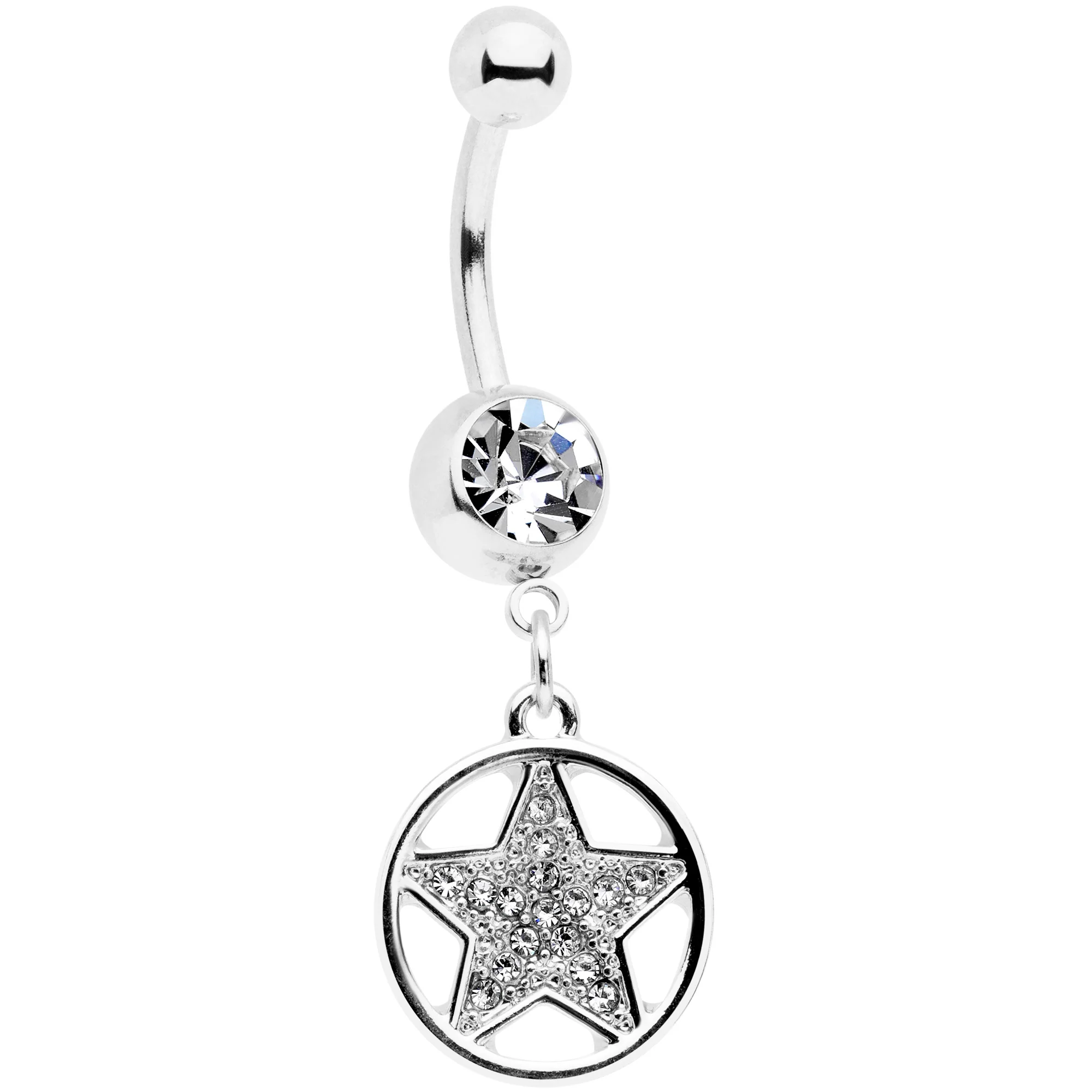 Clear Gem Moon Star Magic Dangle Belly Ring Set of 2 - Image 3