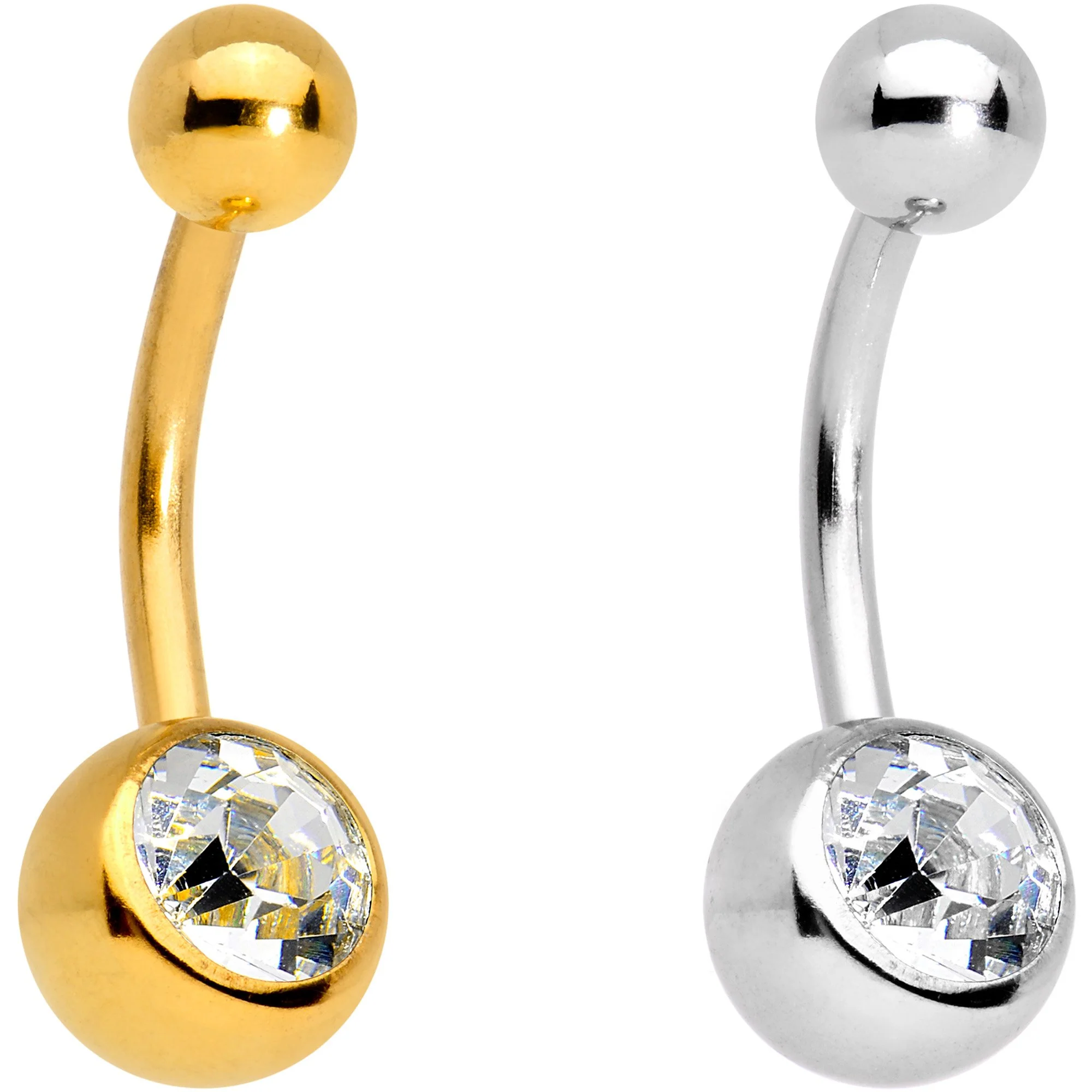 Clear Gem Multi Color Anodized Titanium Belly Ring Set of 5 - Image 4