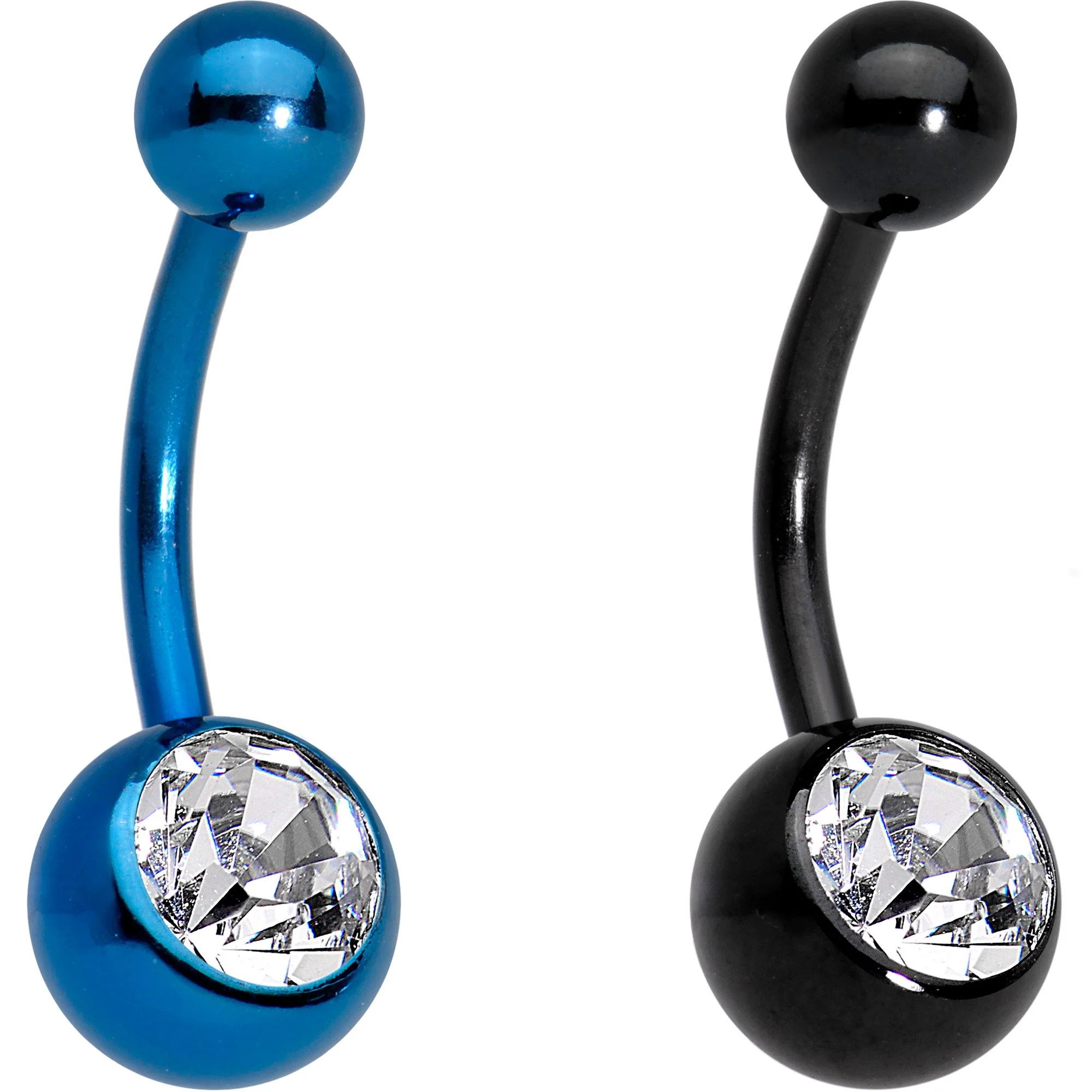 Clear Gem Multi Color Anodized Titanium Belly Ring Set of 5 - Image 5