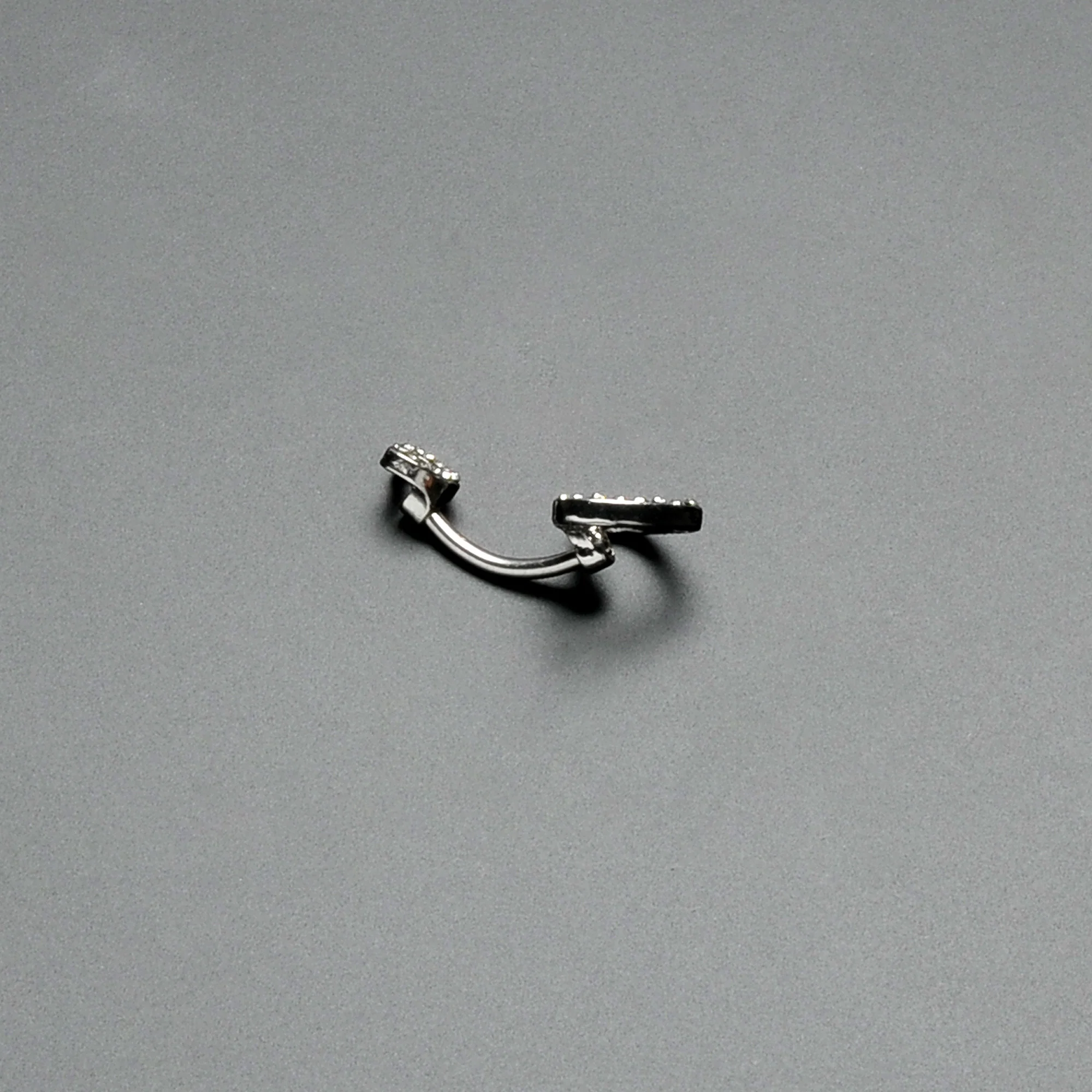 Clear Gem Open Heart Valentine Double Mount Belly Ring - Image 6