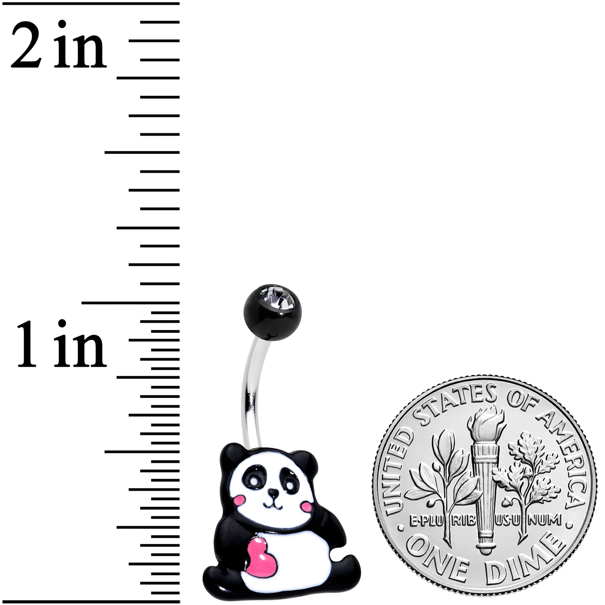 Clear Gem Panda Heart Belly Ring - Image 2