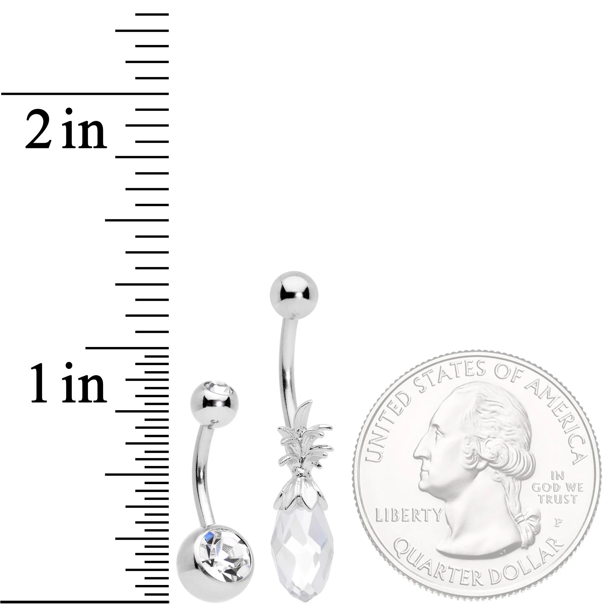 Clear Gem Pineapple Belly Ring Set of 4 Bonus Pack - Image 6