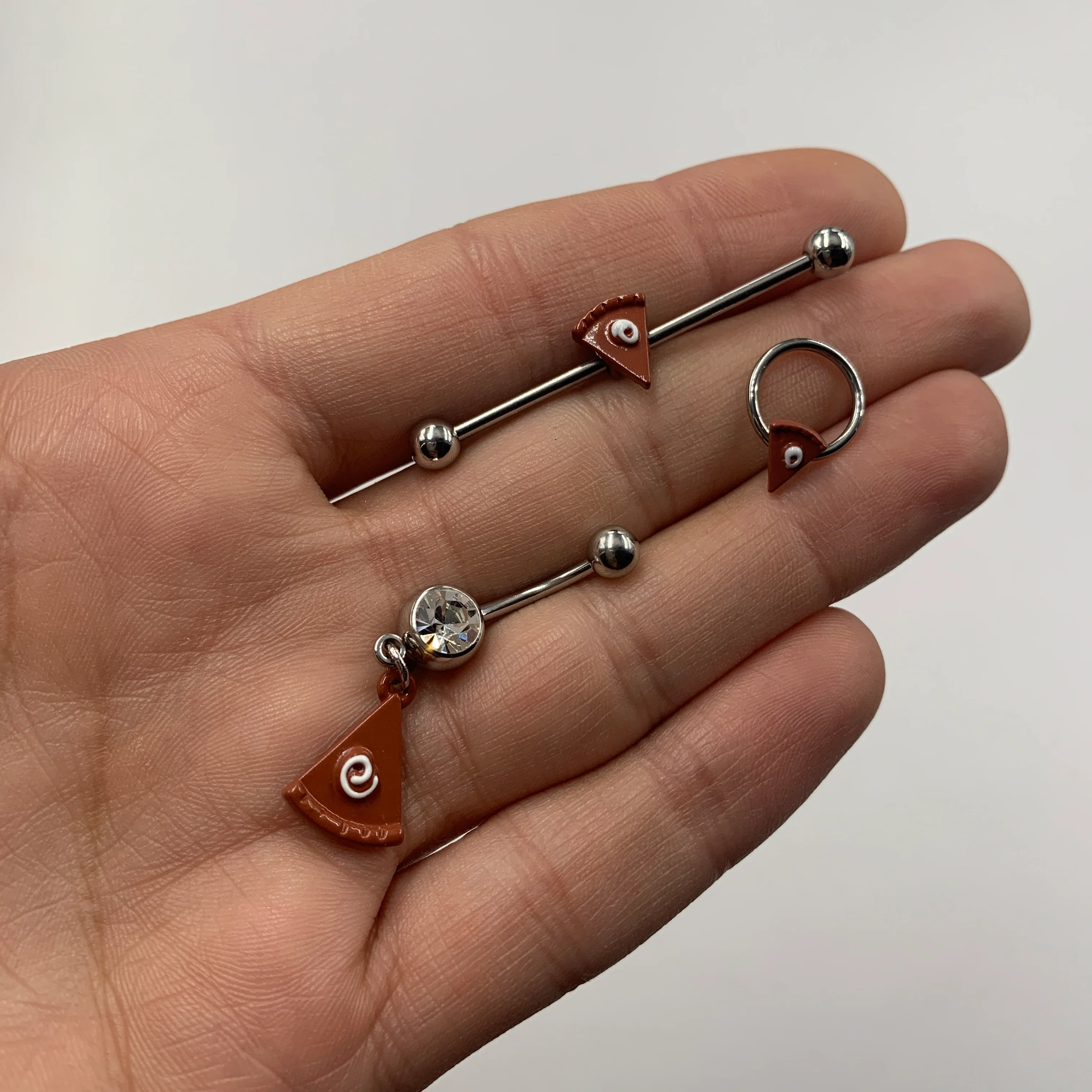 Clear Gem Pumpkin Pie Holiday Thanksgiving Dangle Belly Ring - Image 2