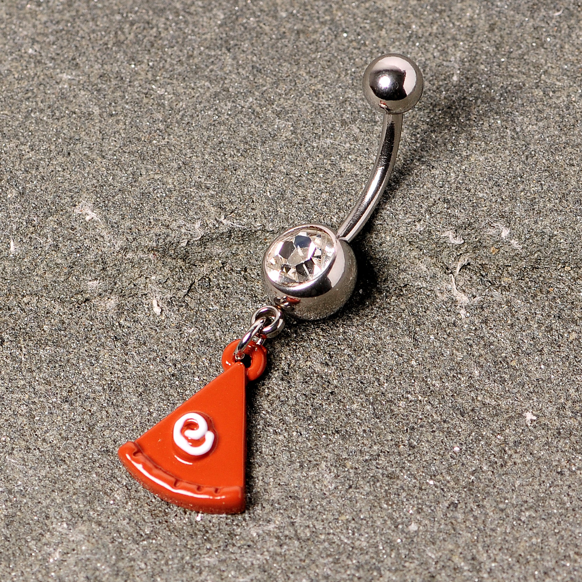 Clear Gem Pumpkin Pie Holiday Thanksgiving Dangle Belly Ring - Image 3