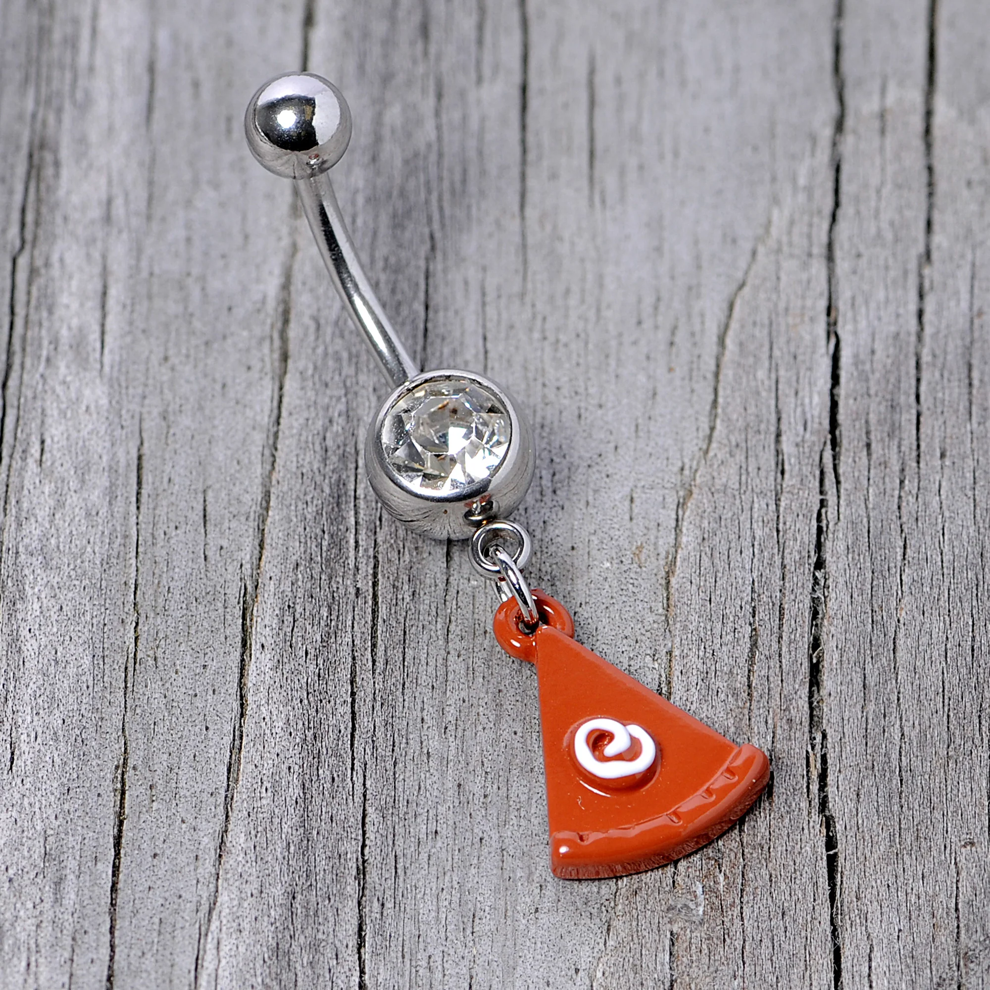 Clear Gem Pumpkin Pie Holiday Thanksgiving Dangle Belly Ring - Image 4