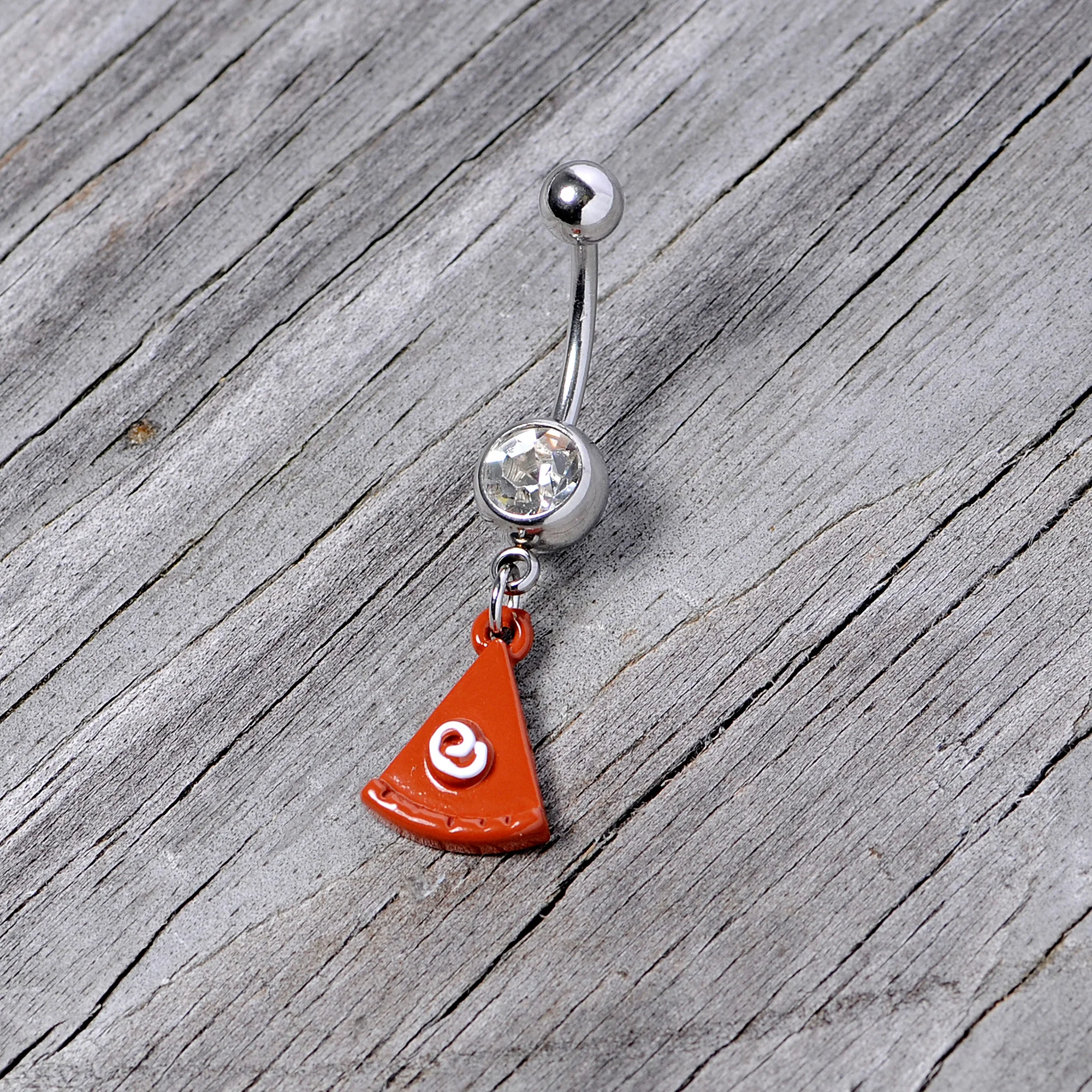 Clear Gem Pumpkin Pie Holiday Thanksgiving Dangle Belly Ring - Image 5