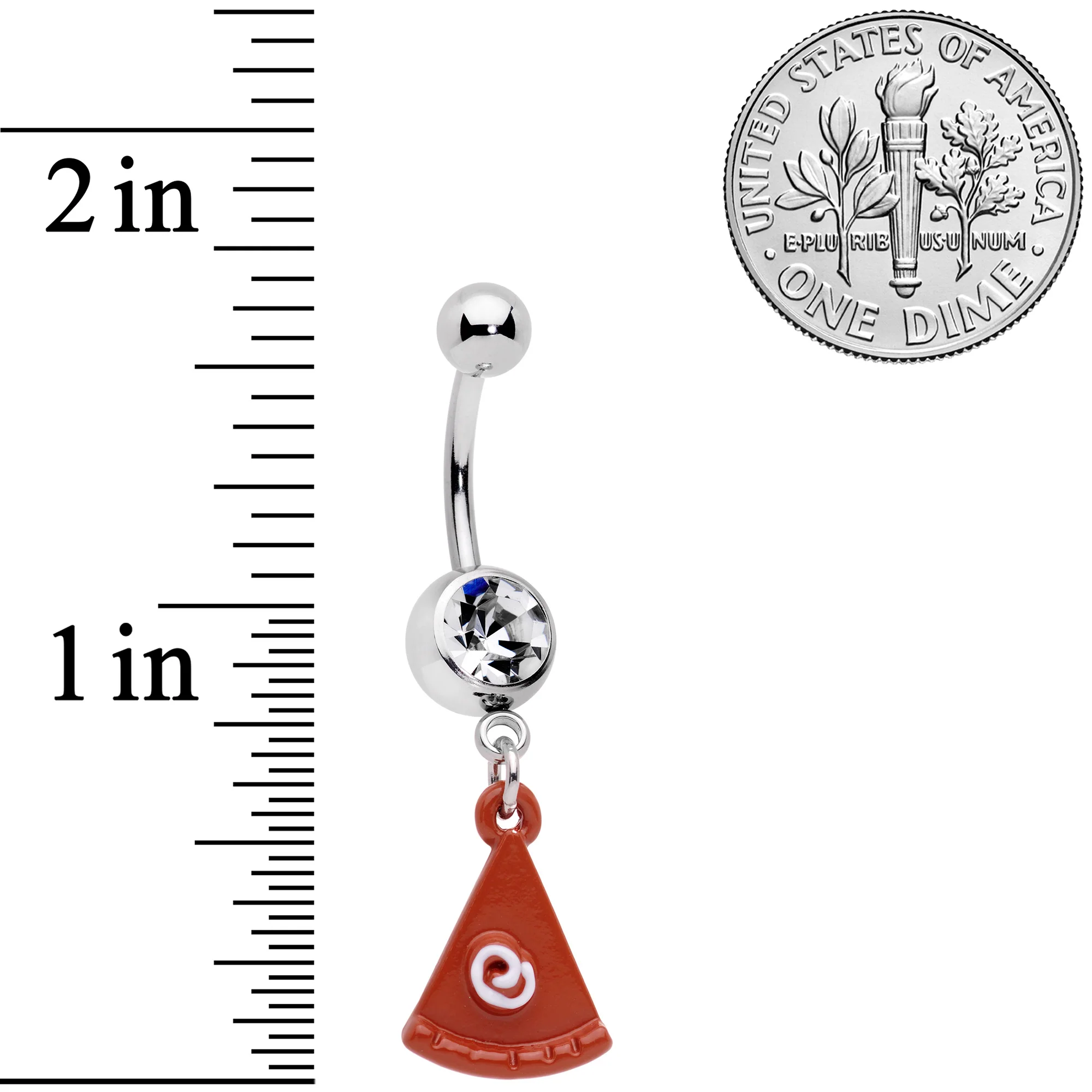 Clear Gem Pumpkin Pie Holiday Thanksgiving Dangle Belly Ring - Image 6