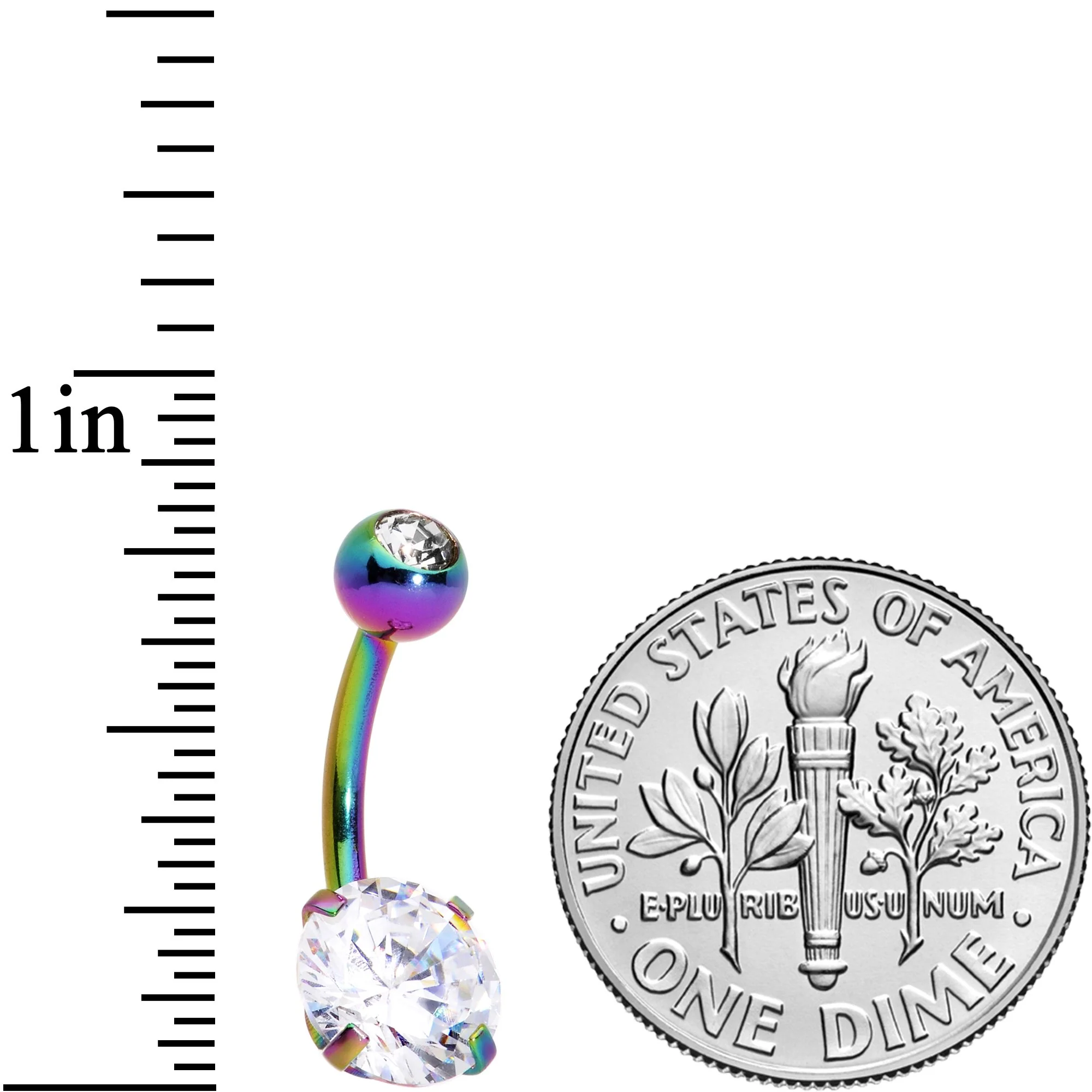 Clear Gem Rainbow Large and Small Gem Belly Ring - Image 3