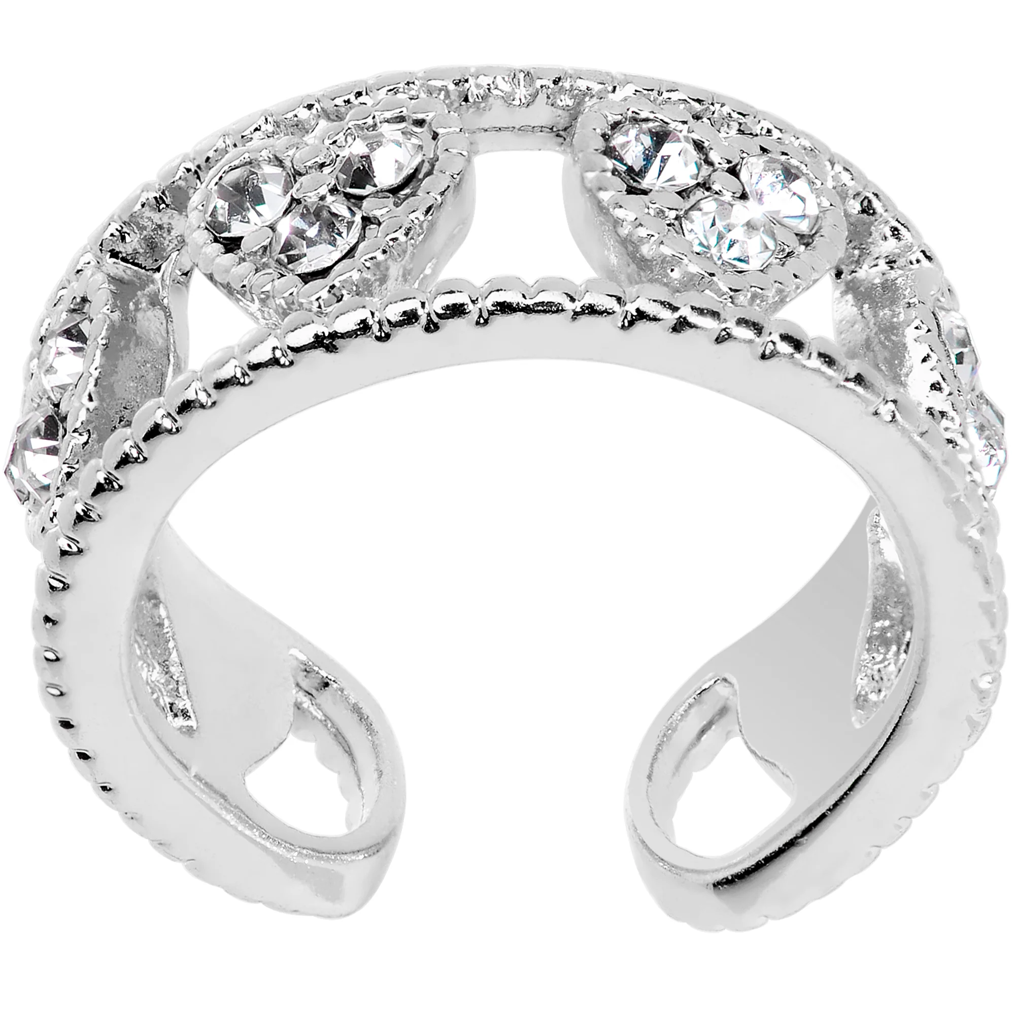 Clear Gem Ring of Hearts Non Pierced Ear Cuff - Image 2