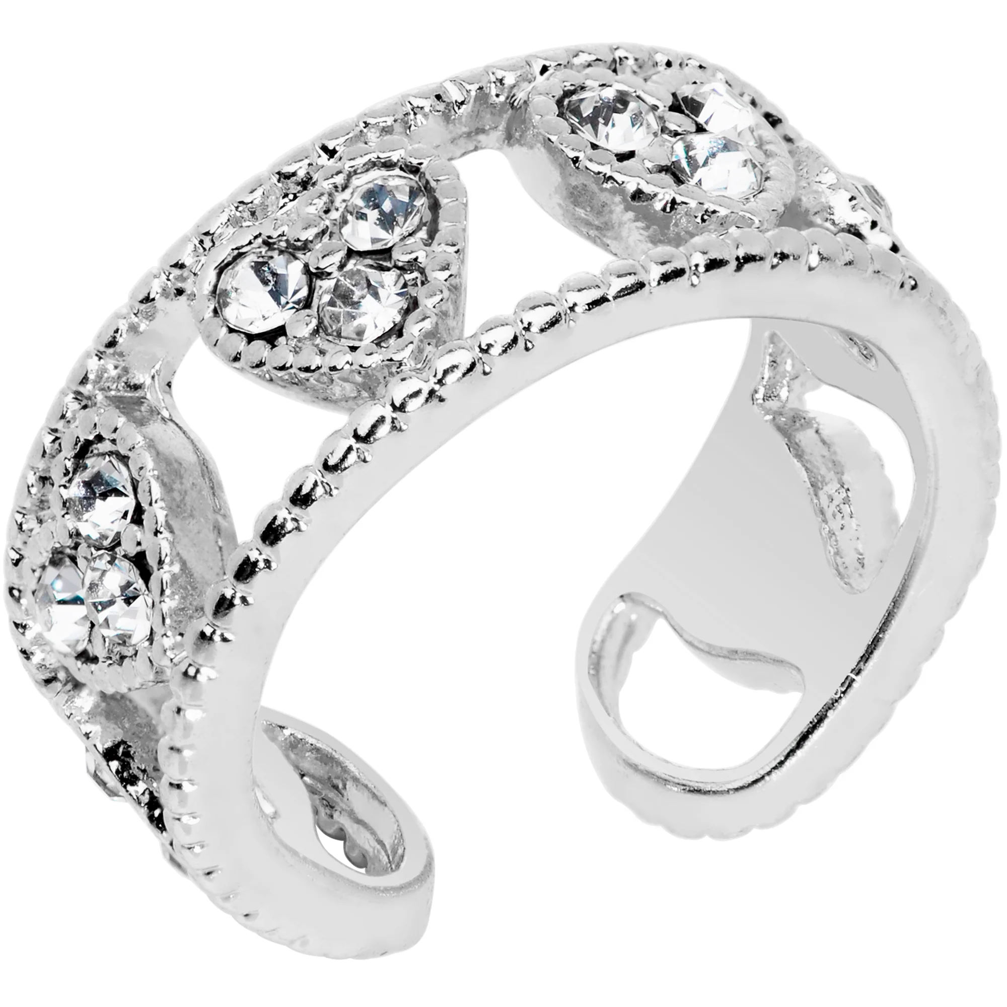Clear Gem Ring of Hearts Non Pierced Ear Cuff - Image 3